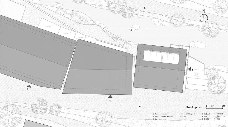屋頂平面圖 Plan 奉化棲霞坑發電站改造的溪邊餐廳／尌林建築設計事務所