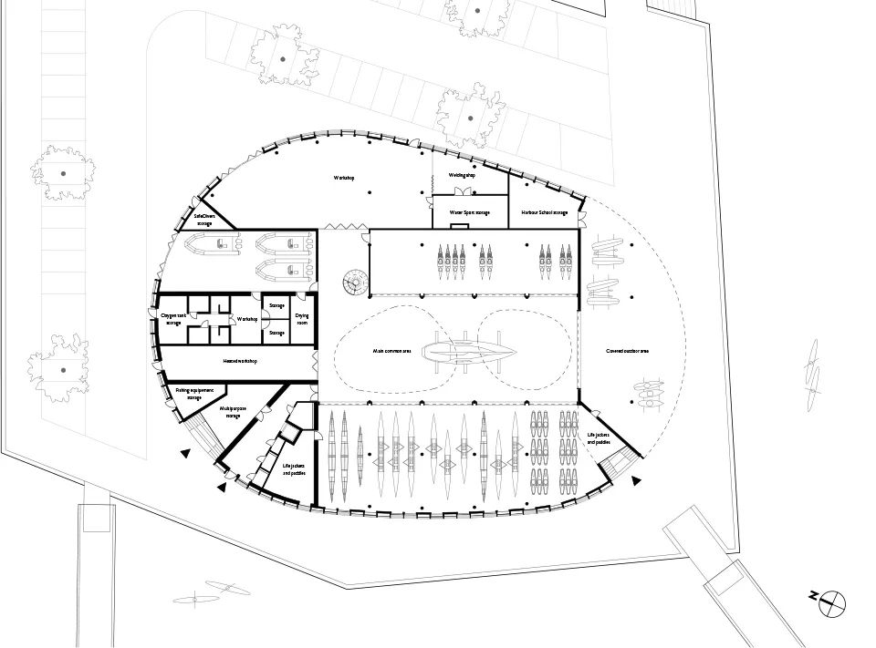 地面層平面圖 Plan Esbjerg Maritime Center／Snohetta+WERK Arkitekter  