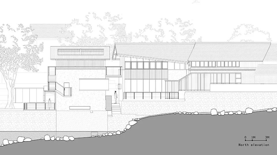 北向立面圖 Elevation 奉化棲霞坑發電站改造的溪邊餐廳／尌林建築設計事務所