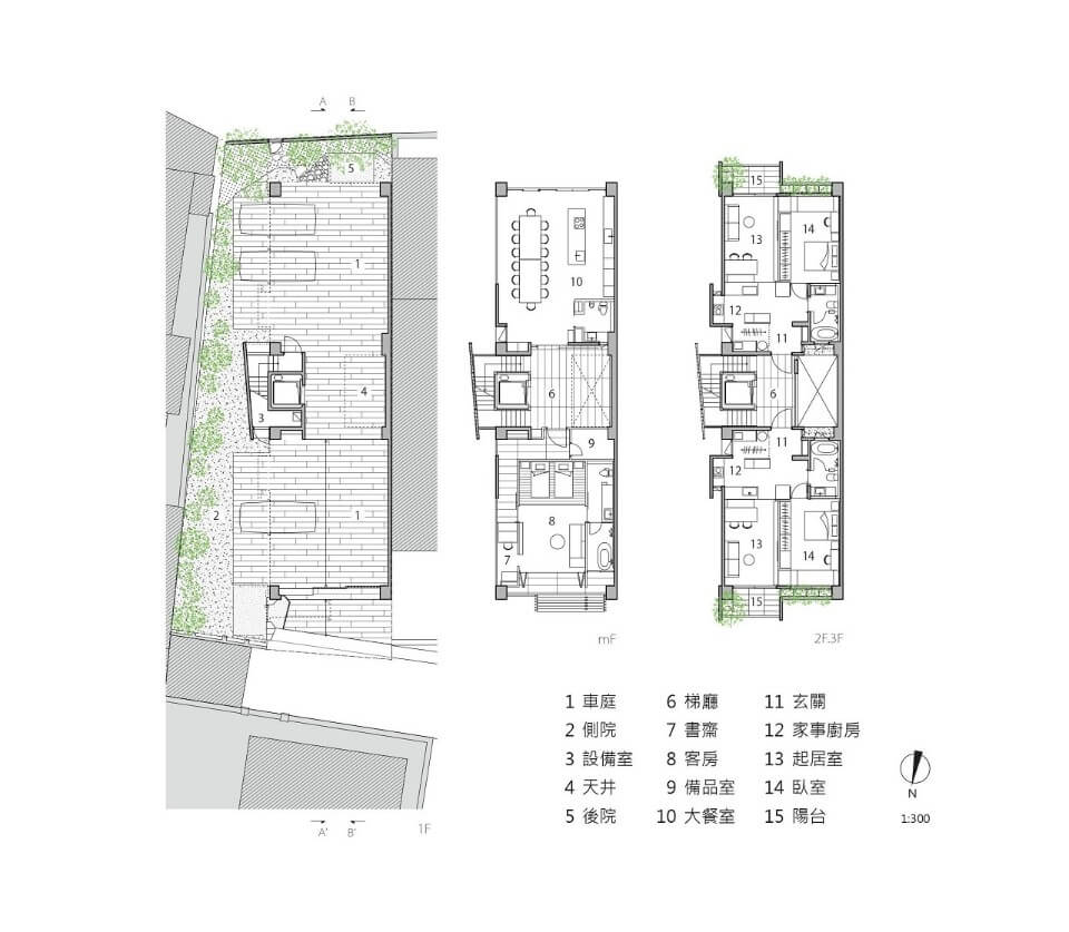 1樓、夾層、2樓、3樓平面圖翠弄堂／吳武易 元根建築工房