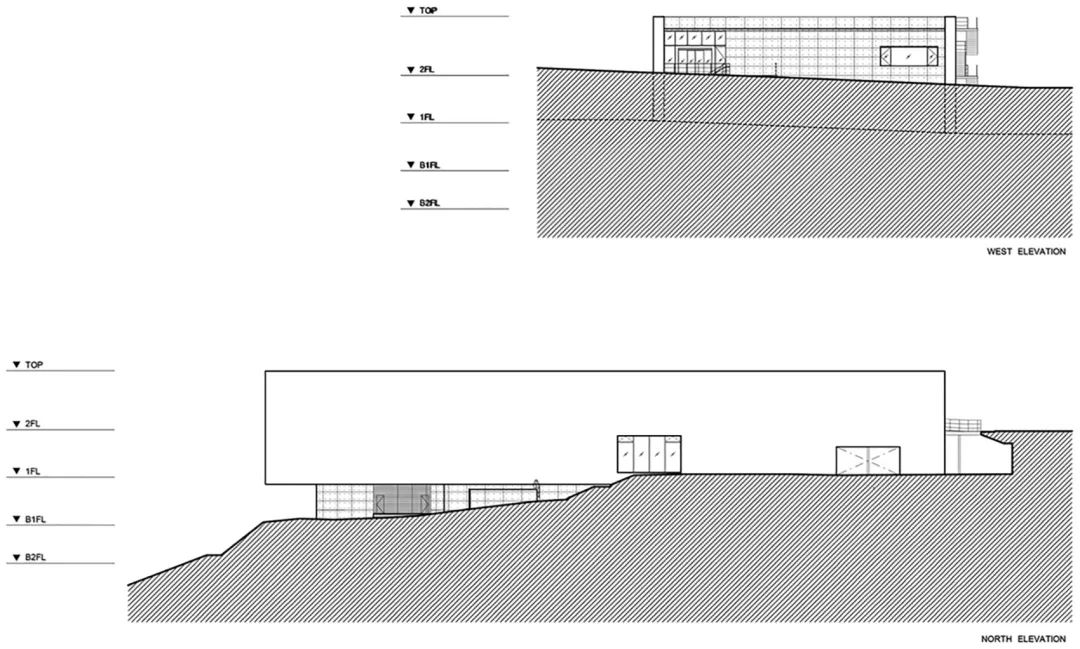 西北向立面圖 Elevation 京都大學桂圖書館／岸和郎+ K.ASSOCIATES/Architects