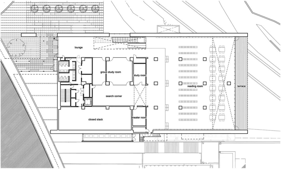 二樓平面圖 Plan 京都大學桂圖書館／岸和郎+ K.ASSOCIATES/Architects