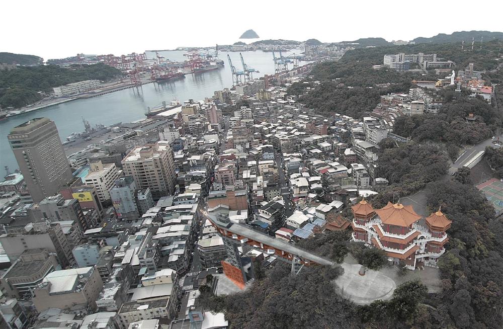基隆市政府用創意設計扭轉基隆山坡地不便,提升可及性,轉變成城市地景特色,設計構想源自「東岸快樂實驗室再生行動」計畫,由居民、學生、專業建築師探討,街區發展願景提案進行票選,票選第1名就是上山的電梯,進而催生建築師邱文傑設計「基隆塔」