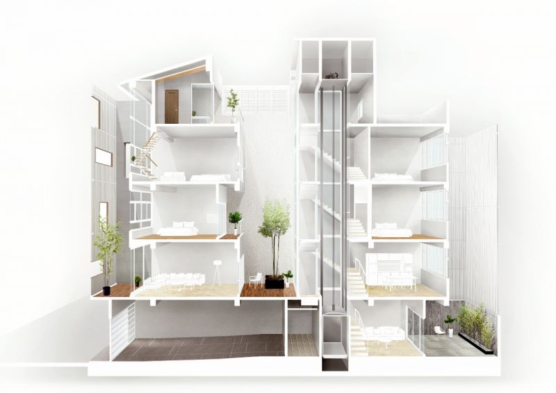 剖面圖；圖片提供：大山建築與室內設計團隊