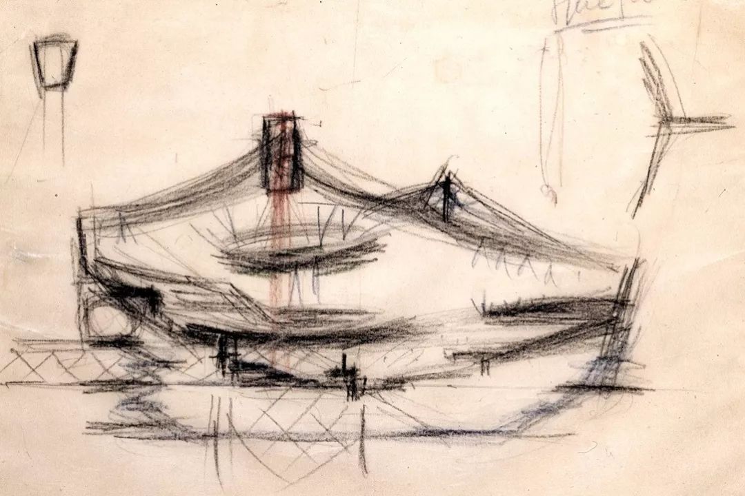 夏隆手稿 Scharoun’s sketch of 1956(Archiv Akademie der Künste Berlin)