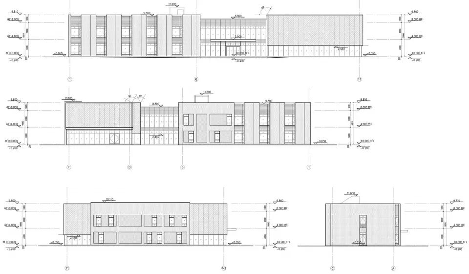 辦公大樓立面圖 Elevation 勤美達精密機械項目 / 潘冀聯合建築師事務所