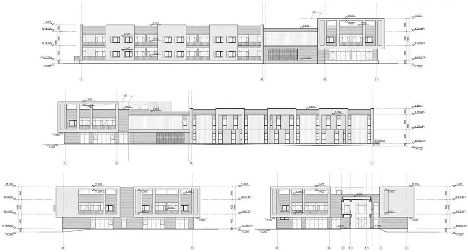 管理中心立面圖 Elevation 勤美達精密機械項目 / 潘冀聯合建築師事務所