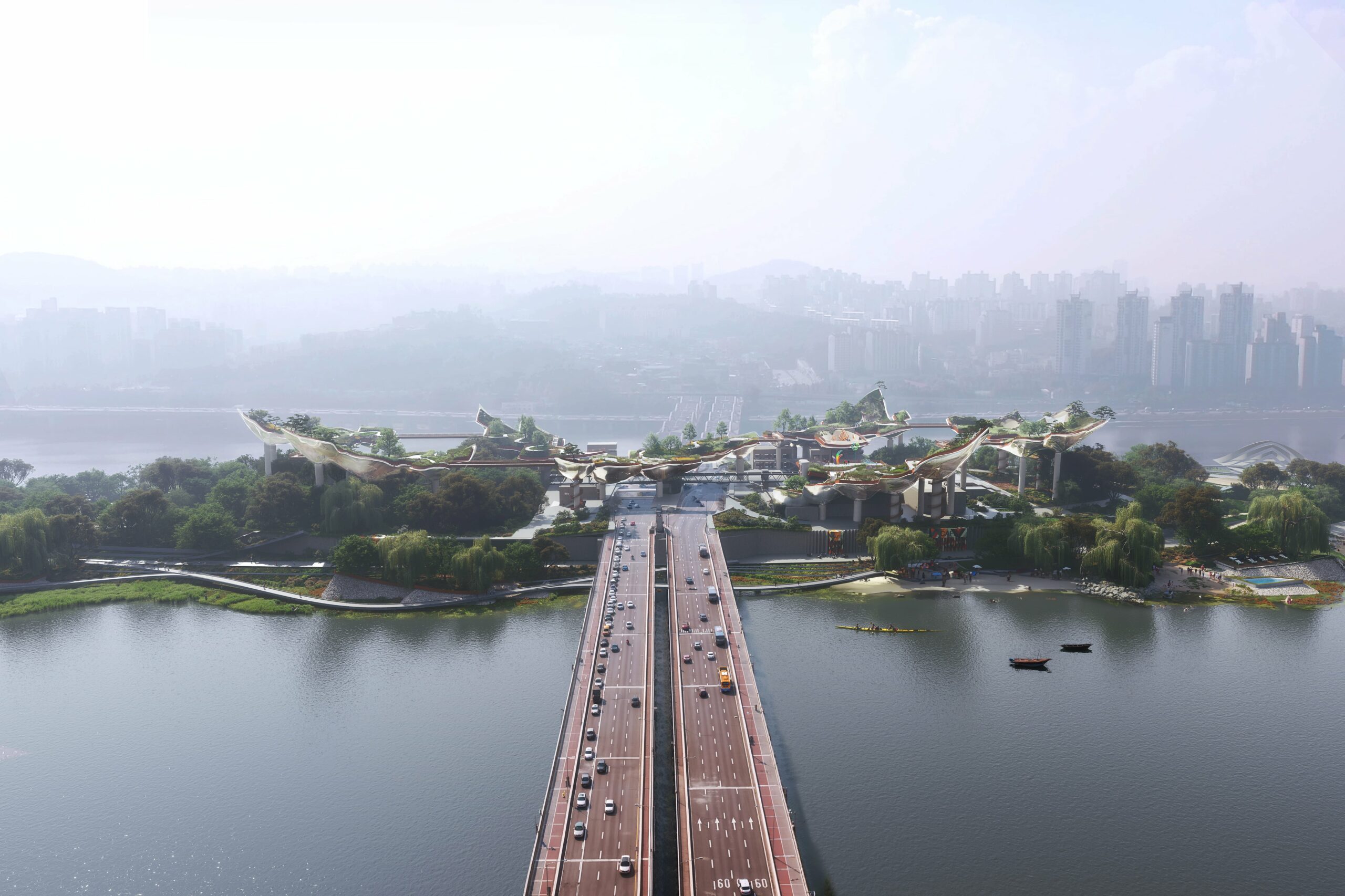 Heatherwick Studio透過不同層次的戲劇性空間軌跡,營造出一個充滿生物多樣性的景觀開放空間,適合音樂演出和藝術展演;「音景(Soundscape)」設計靈感來自首爾的山地地形和聲波形成的圖案,為這座原本荒蕪的無人島帶來新氣象