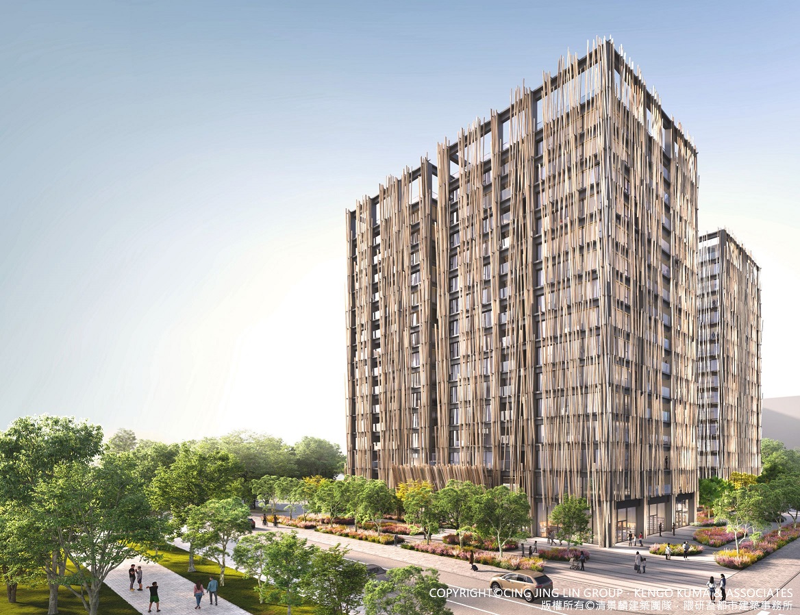 隈研吾與清景麟建築團隊及白天鵝建設機構合作,在台南嶄新的重劃區規劃集合式住宅大樓「巴克禮PARK」