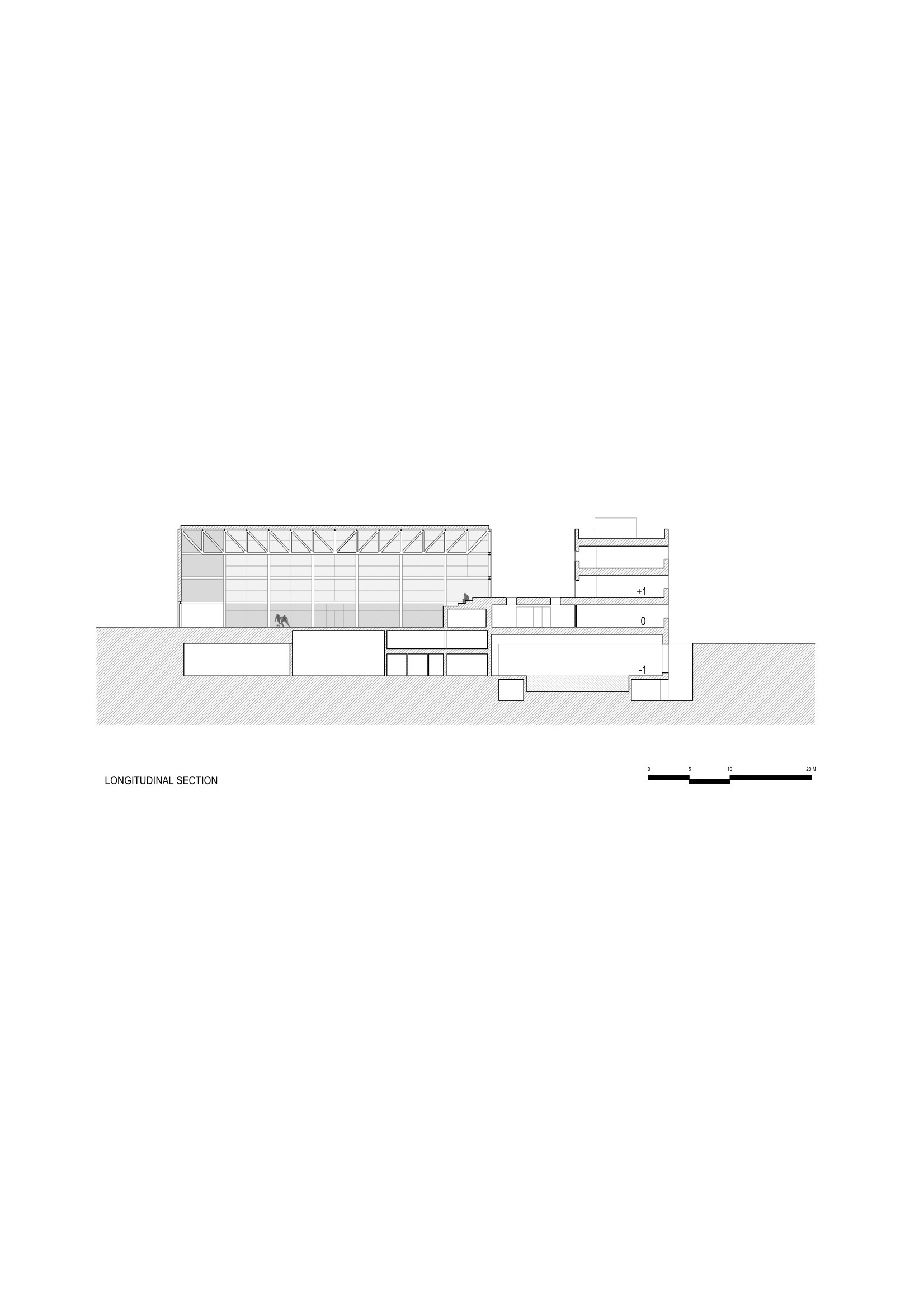 西班牙 Pozuelo de Alarcón Francisco de Vitoria University大學Centro Deportivo UFV學校運動中心/Alberto Campo Baeza 剖面圖Section