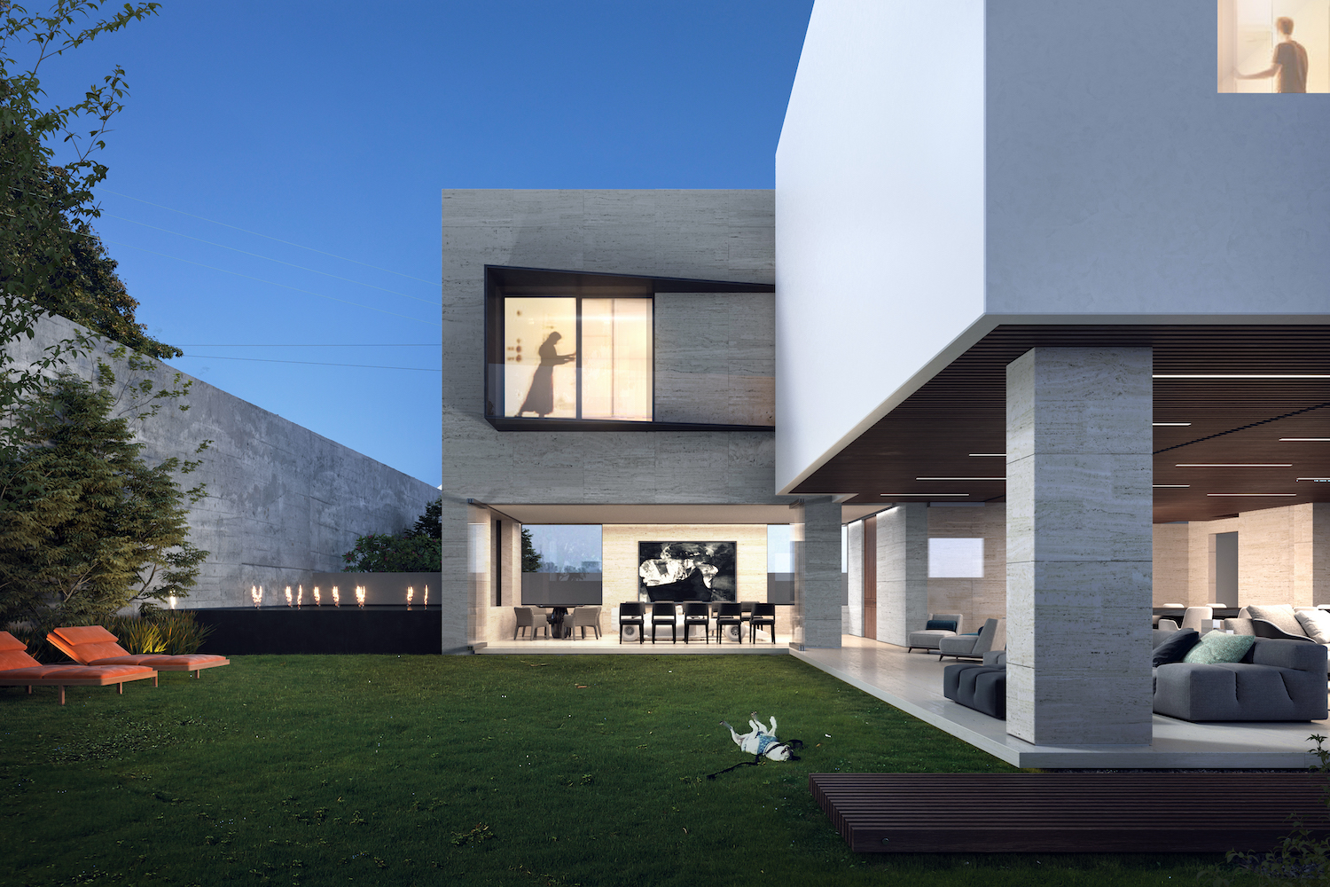 modern house surrounded with green landscape 