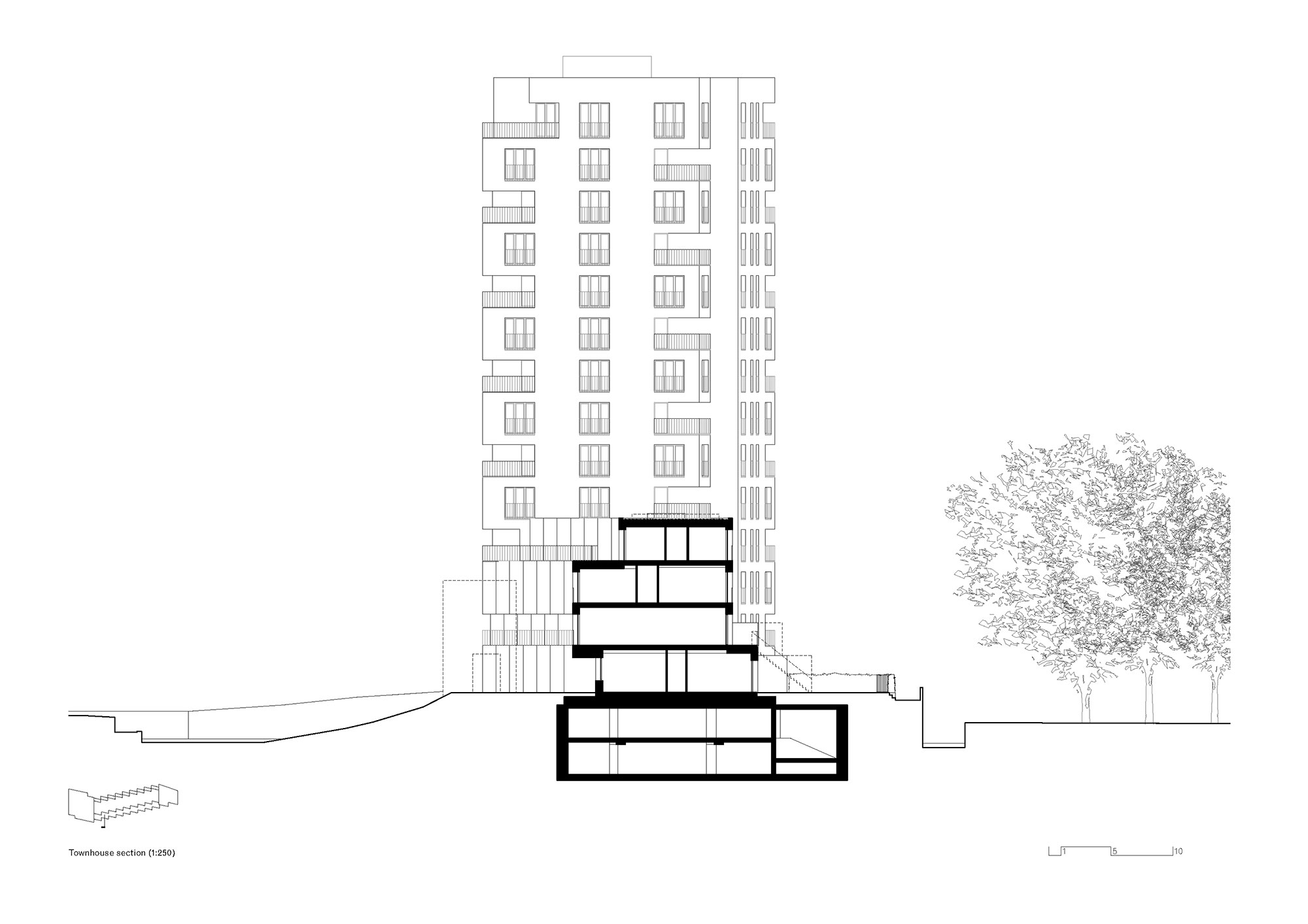 剖面圖 Section Hertogensite Leuven 魯汶城住宅社區 英國建築大師David Chipperfield