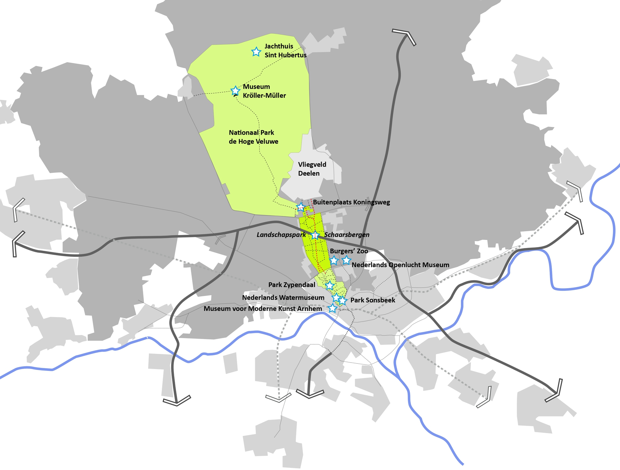 基地位置圖 荷蘭Arnhem Buitenplaats Koningsweg開發案 文化設施、住宅、集合住宅、舊建築改造、荷蘭建築 KWP Gebiedsontwikkelaars Buro Harro MVRDV