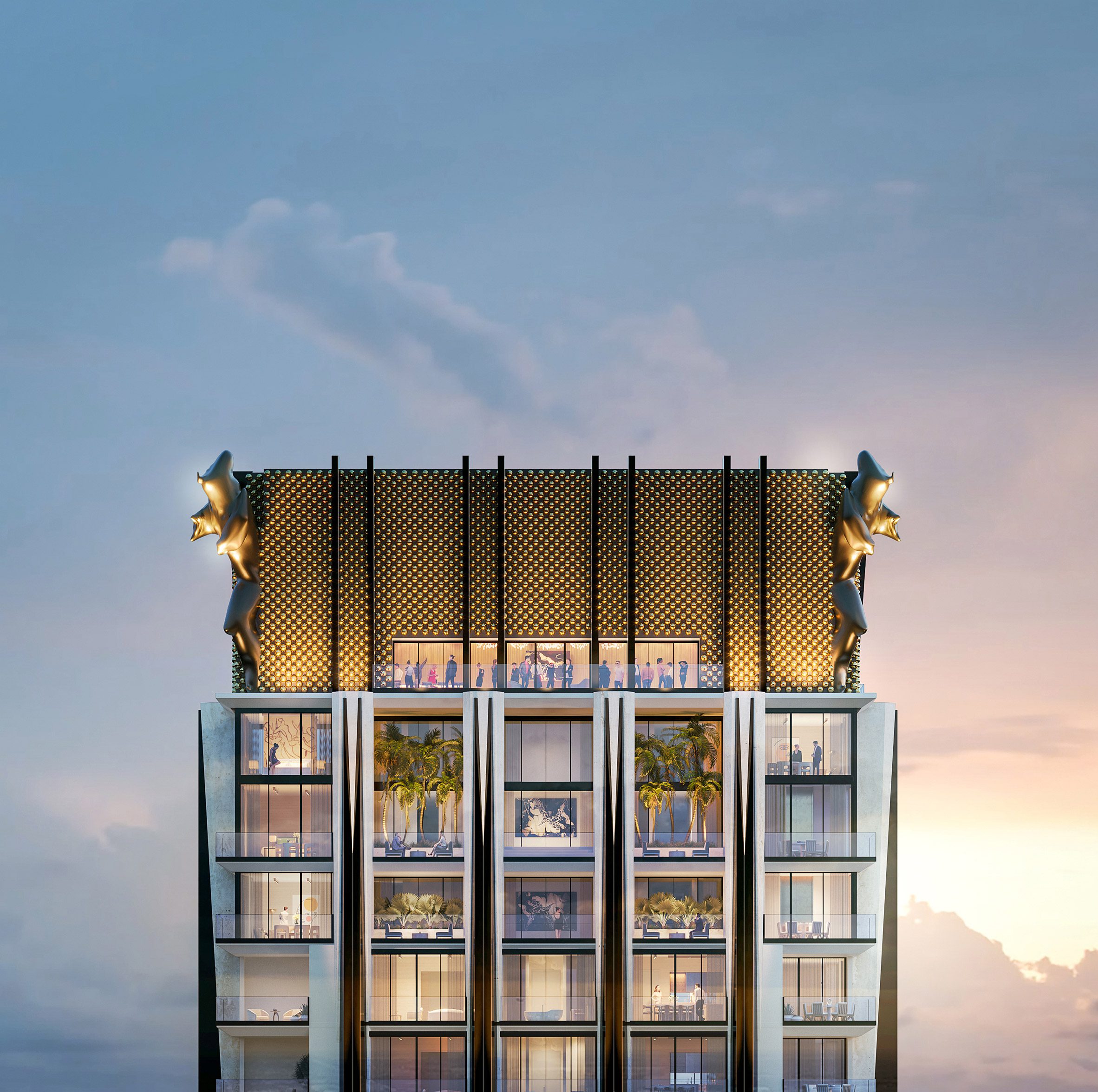 888 Brickell。該建築預計高度為1,049英尺，將成為邁阿密最高的結構。項目內包括259戶由Dolce&Gabbana親自設計的住宅及一座五星級酒店。這項計畫展現了D&G進軍房地產的雄心，同時也為邁阿密的天際線增添了一道獨特的風景