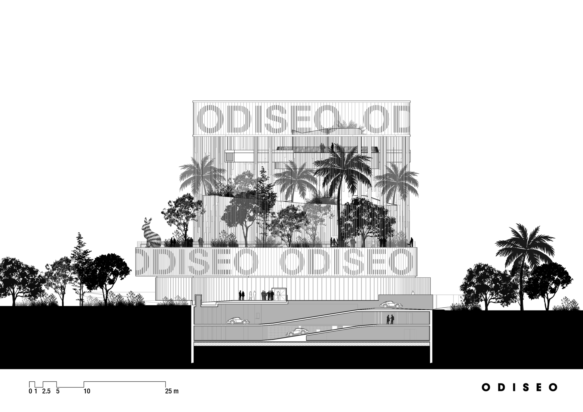 剖面圖 Section 西班牙 Centro Gastronómico y de Ocio Odiseo 娛樂中心 Clavel Arquitectos