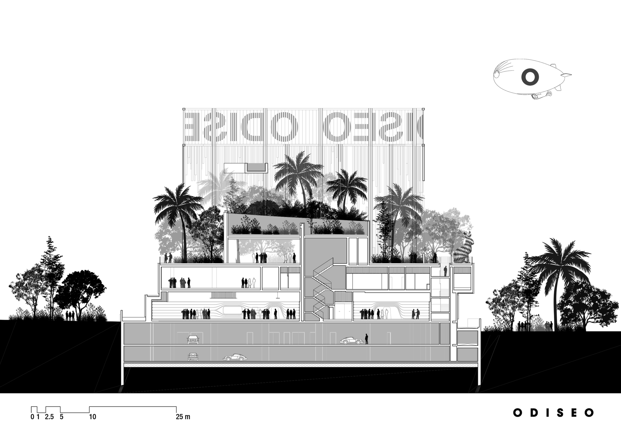 剖面圖 Section 西班牙 Centro Gastronómico y de Ocio Odiseo 娛樂中心 Clavel Arquitectos