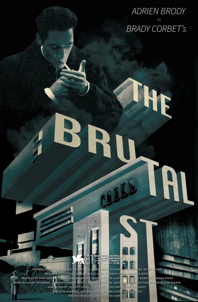 《The Brutalist 粗獷派建築師 》電影海報也能看到粗獷主義建築的影子