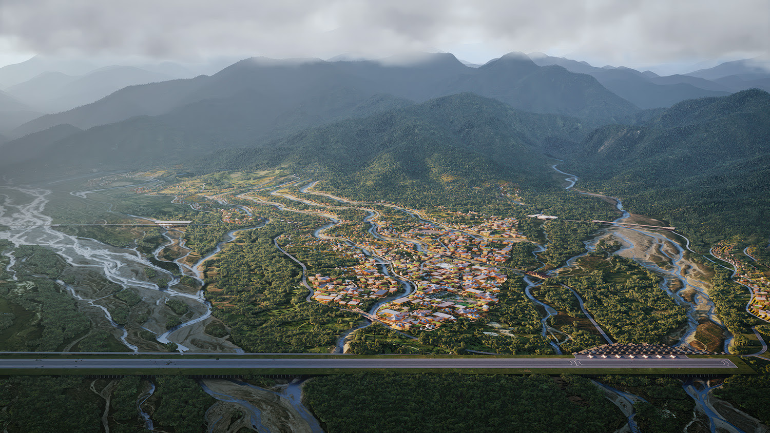 不丹「格勒普正念之城」(Gelephu Mindfulness City)整體規劃案還包括一座國際機場