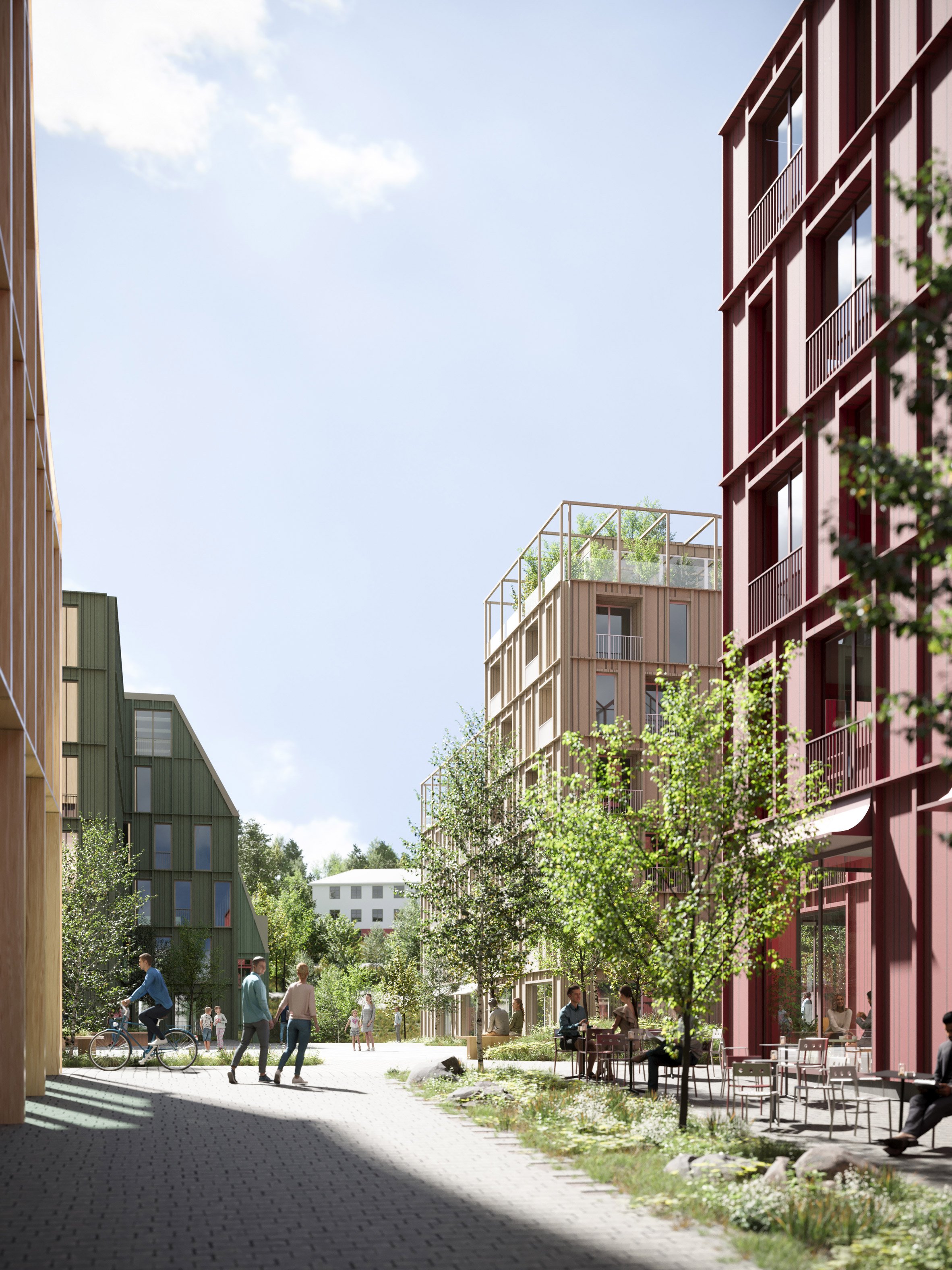 芬蘭市政廳木造 Espoon Keskus 建築設計秉持永續發展理念,注重低碳建材使用與綠化空間。同時,項目重點改善城市內部交通與生活便捷性,打造宜居環境,讓居民能夠享受高品質的都市生活