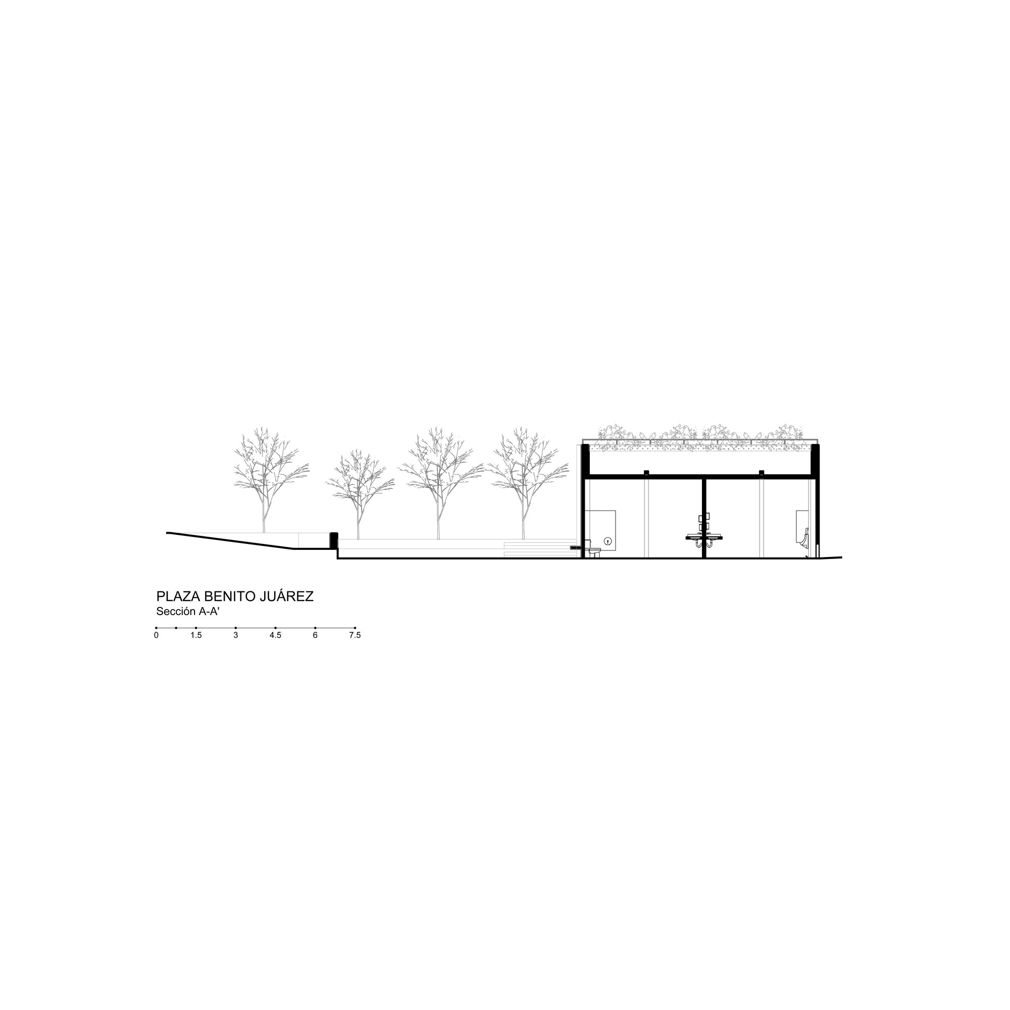 剖面圖 Section 墨西哥建築師Fernanda Canales為「Benito Juarez Square」廣場