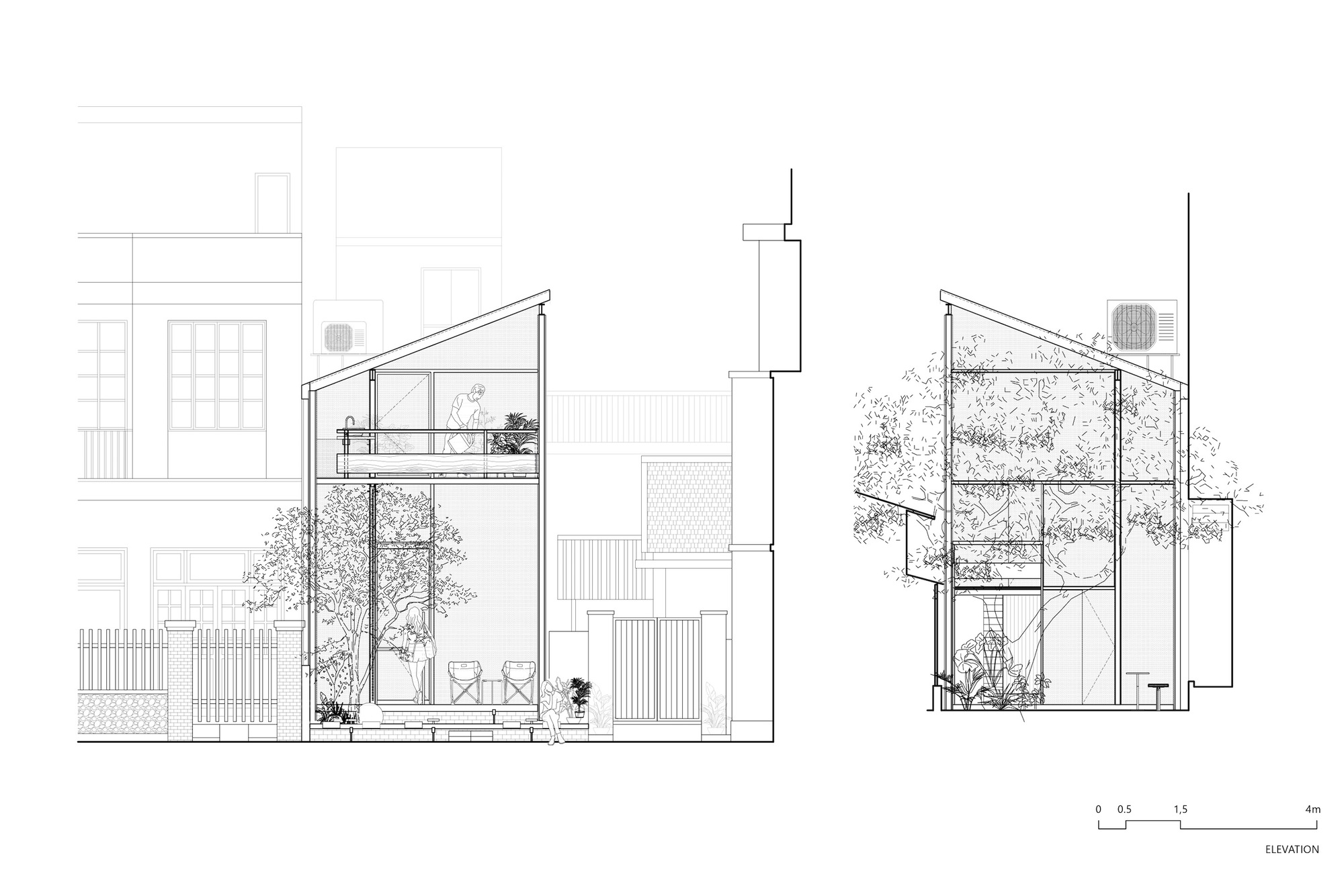 立面圖 Elevation 越南順化鐵皮屋咖啡館 Ton Corner Coffee Shop TON Architects