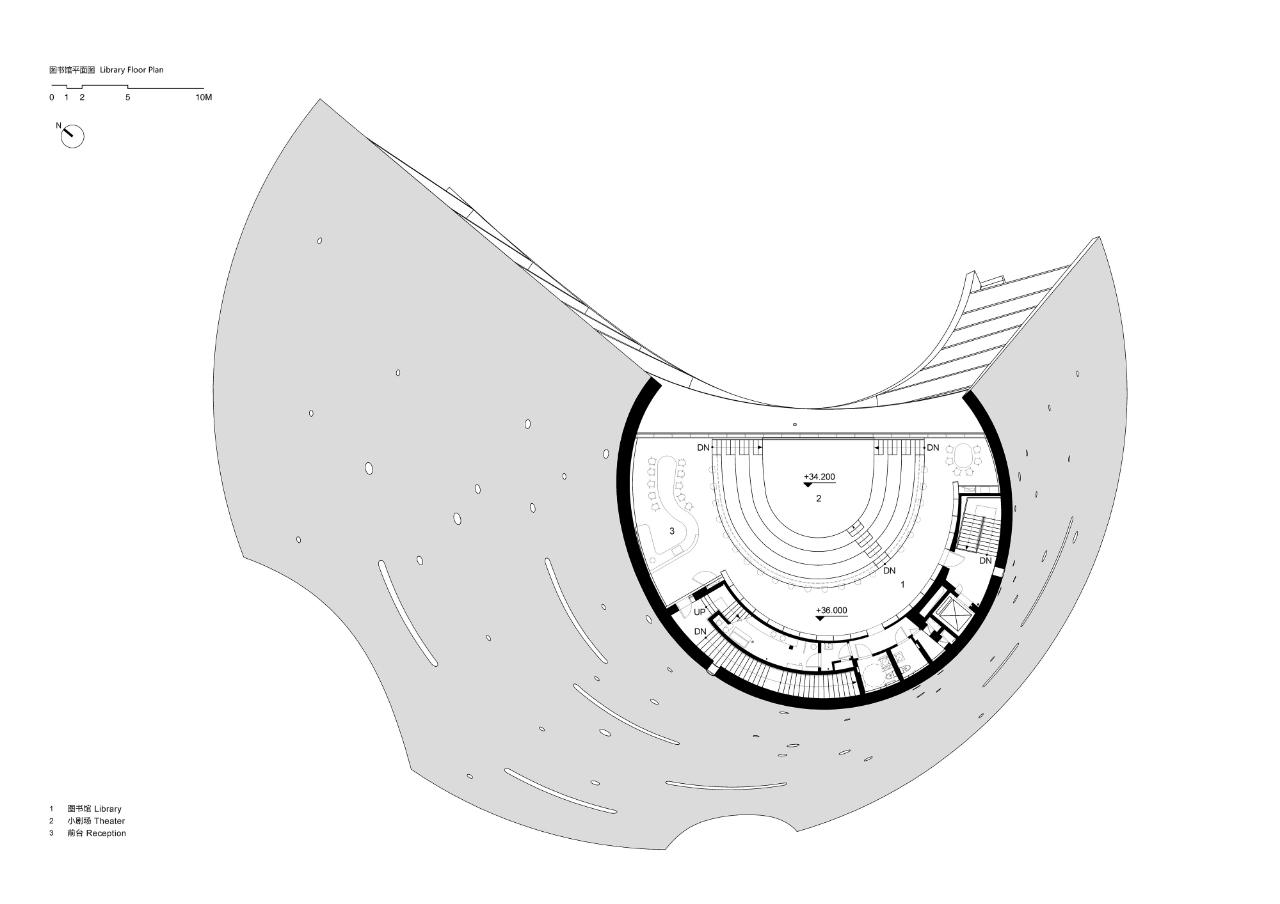 OPEN Architecture 中國建築師 煙台時光塔 圖書館平面圖 ©OPEN