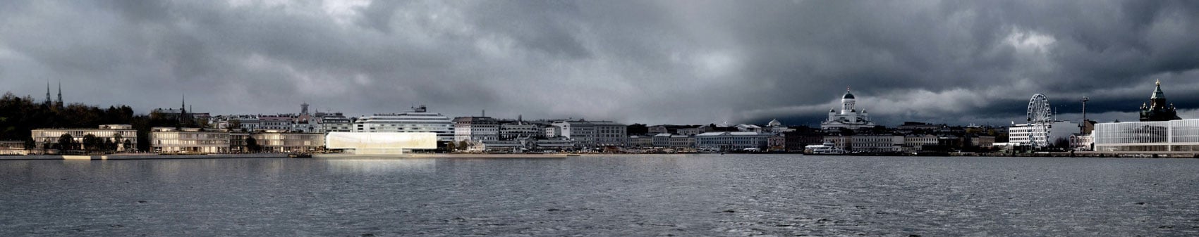 a rooftop pool is located on top of Tau 從港口觀看提案編號545：「Tau」（圖片由芬蘭建築與設計博物館基金會提供）