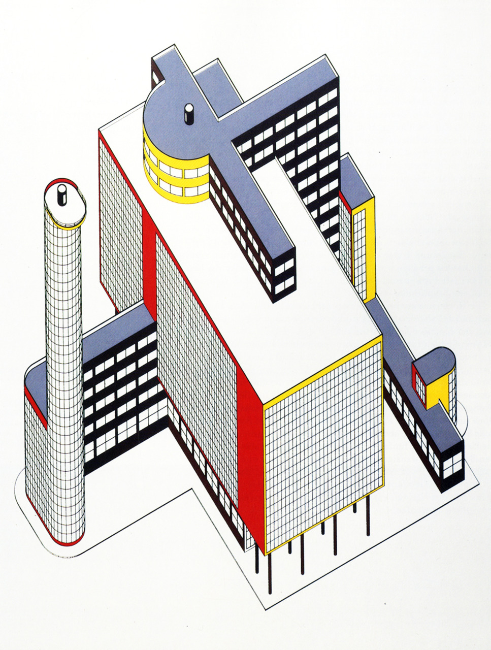 CATHEDRAL NOTRE-DAME DU PHARE, FRIBOURG, SWITZERLAND, 1931;《現代建築:一部批判的歷史》封面,義大利理性主義(Rationalism)建築師蘇提那(Alberto Sartoris)一幅未實現的教堂設計草圖