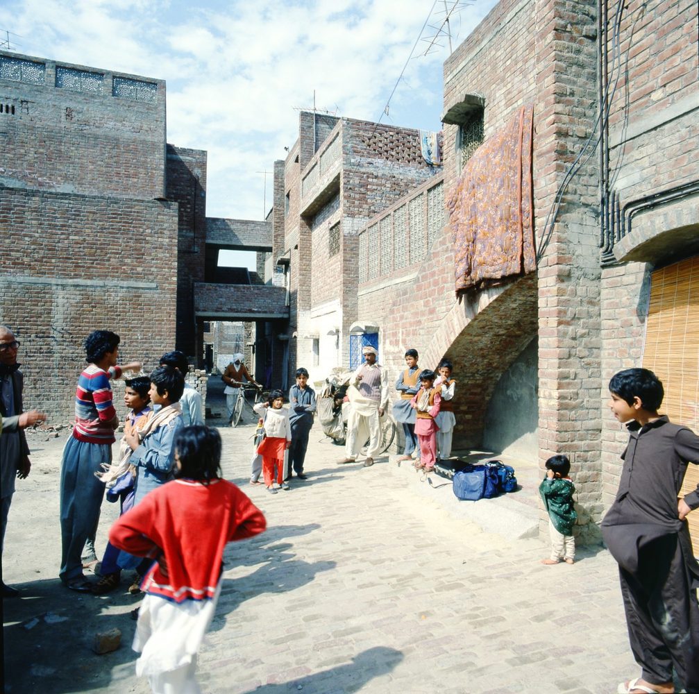Angoori Bagh Social Housing, Lahore-1972-73, Exterior view (c.1980) . Image © Jacques Betant, Aga Khan Trust for Culture