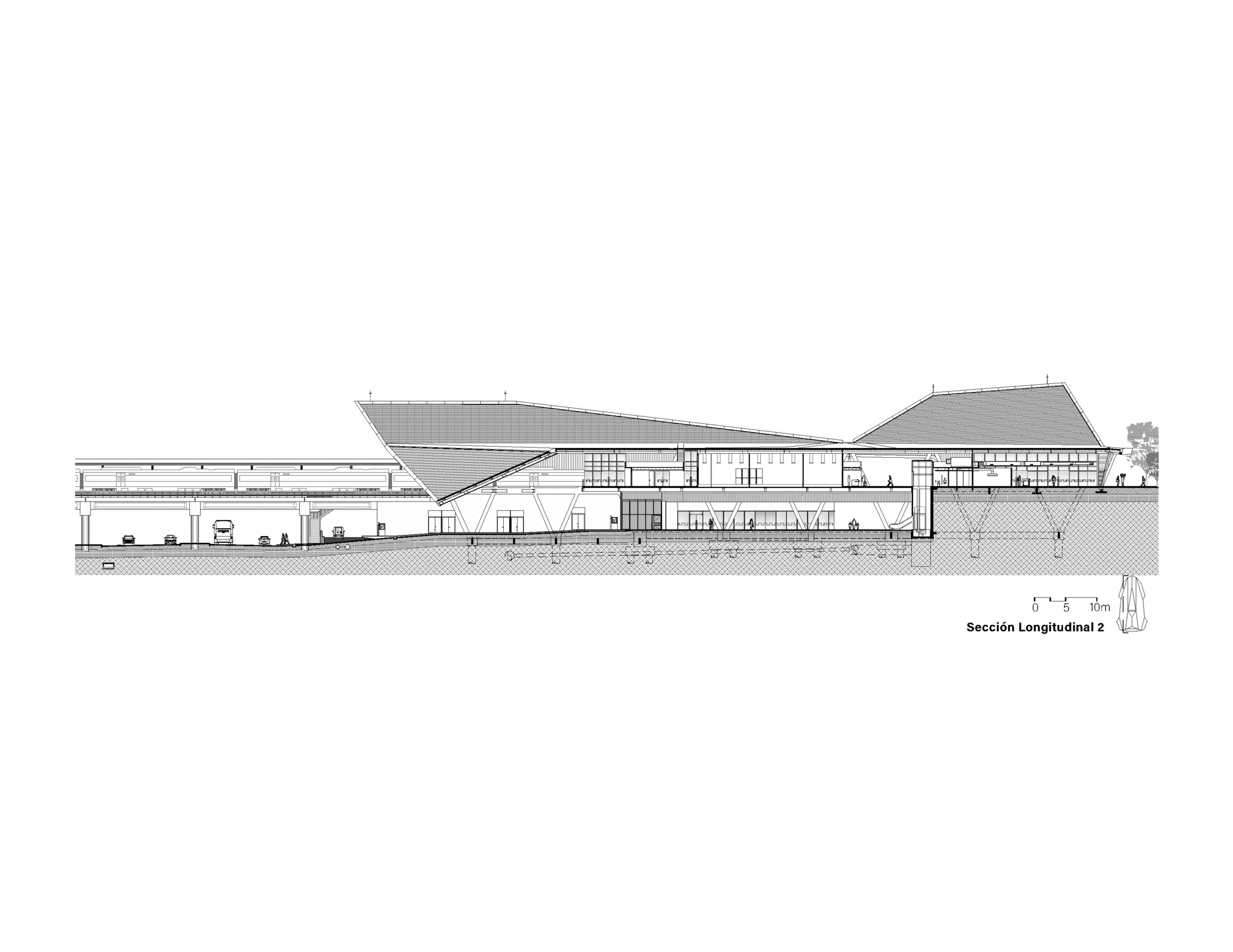 剖面圖 Section Palenque Station - Maya Train 墨西哥車站 Estación de Palenque DAFdf arquitectura Y urbanismo