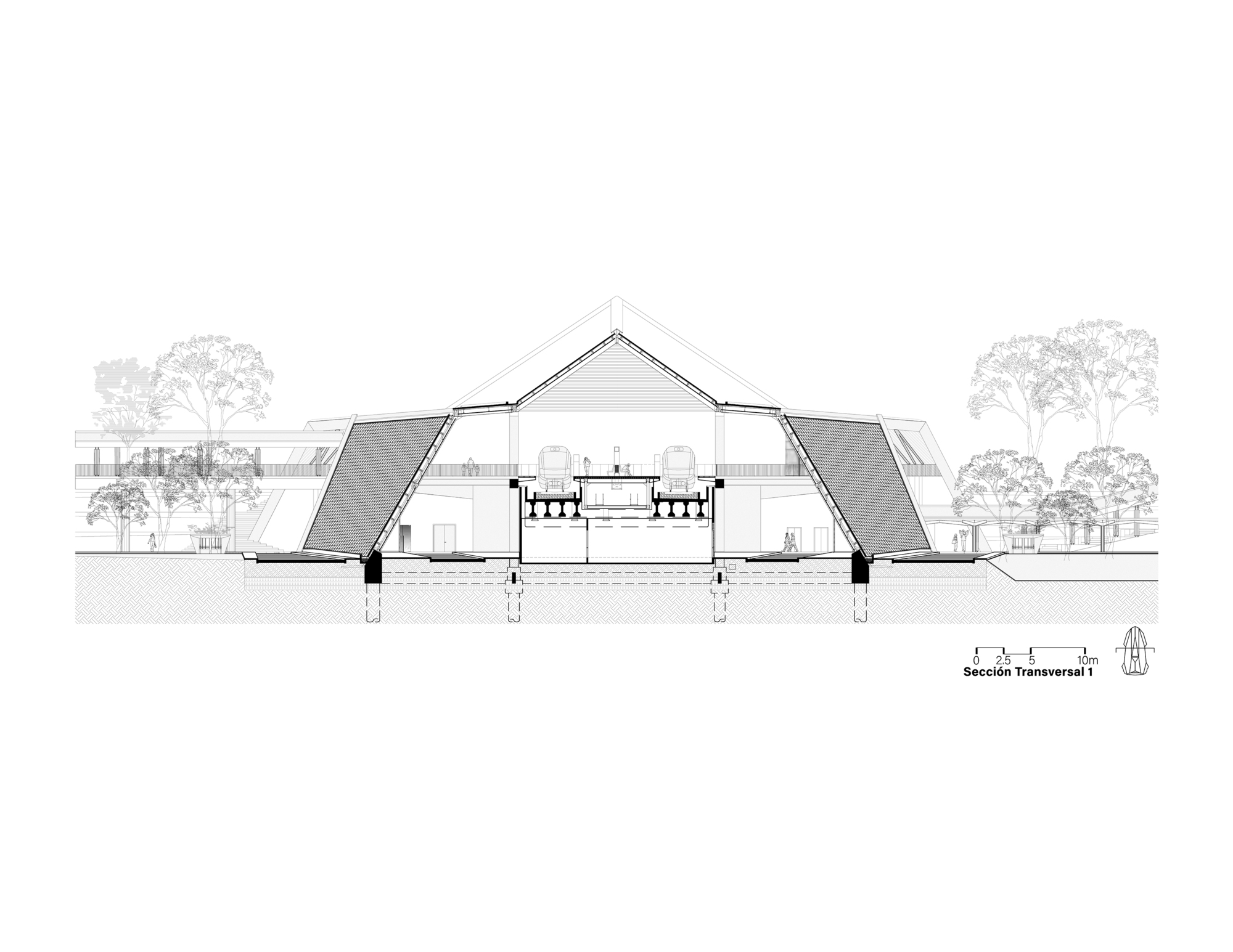 Palenque Station - Maya Train 墨西哥車站 Estación de Palenque DAFdf arquitectura Y urbanismo 剖面圖 Section