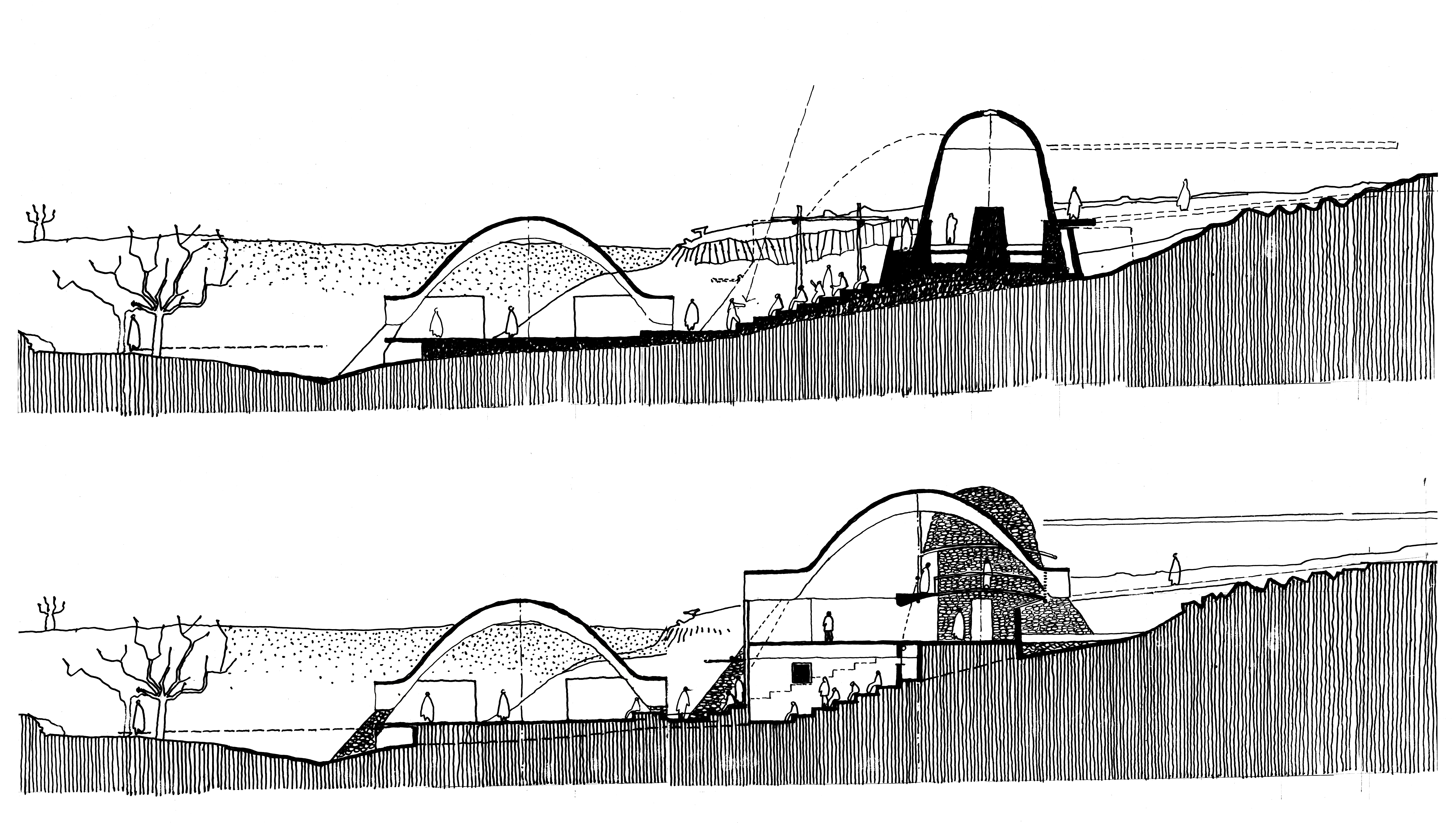 Mapungubwe National Park 南非世界文化遺產 Mapungubwe Interpretation Centre 馬蓬古布韋遺址解說中心 Peter Rich 手繪剖面圖 Section