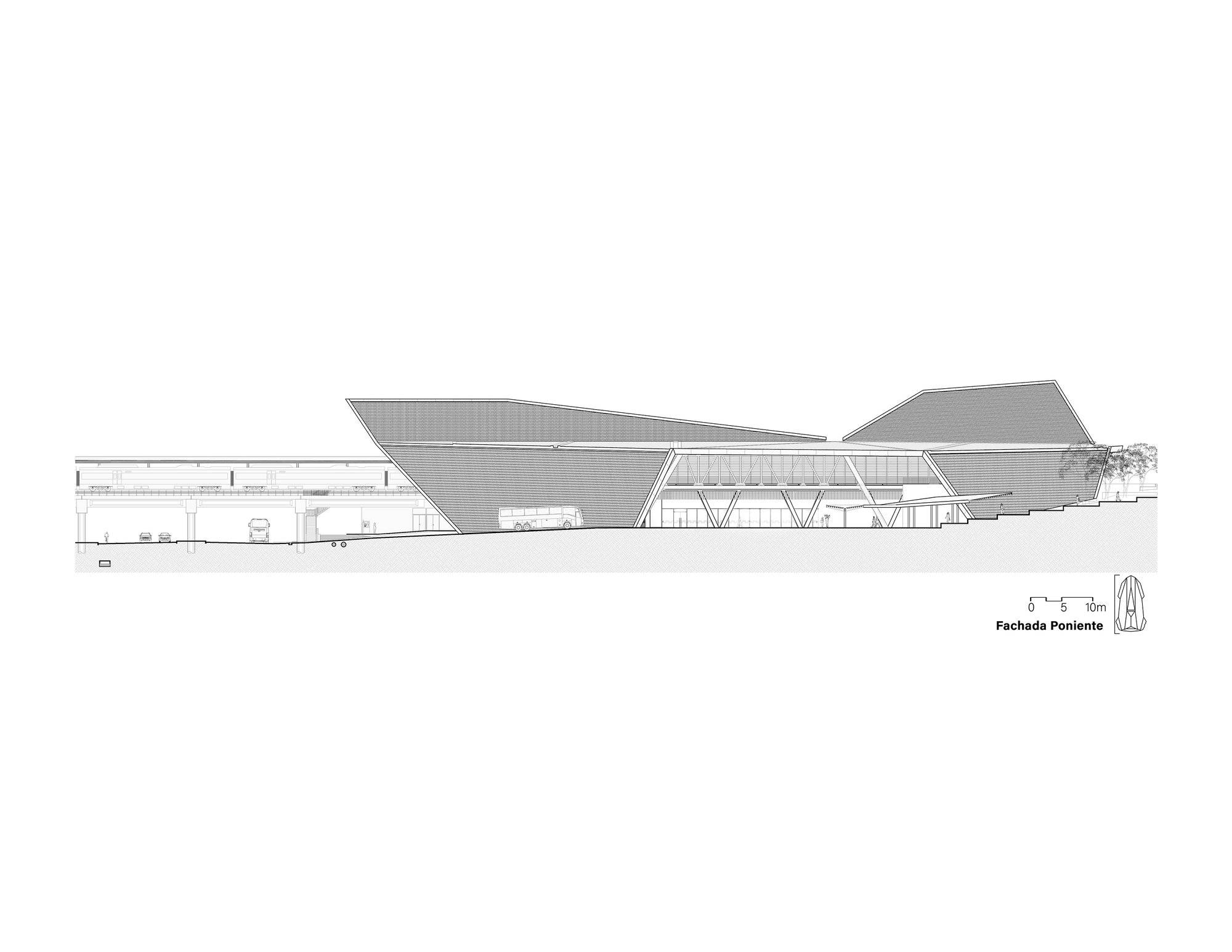 立面圖 Elevation Palenque Station - Maya Train 墨西哥車站 Estación de Palenque DAFdf arquitectura Y urbanismo