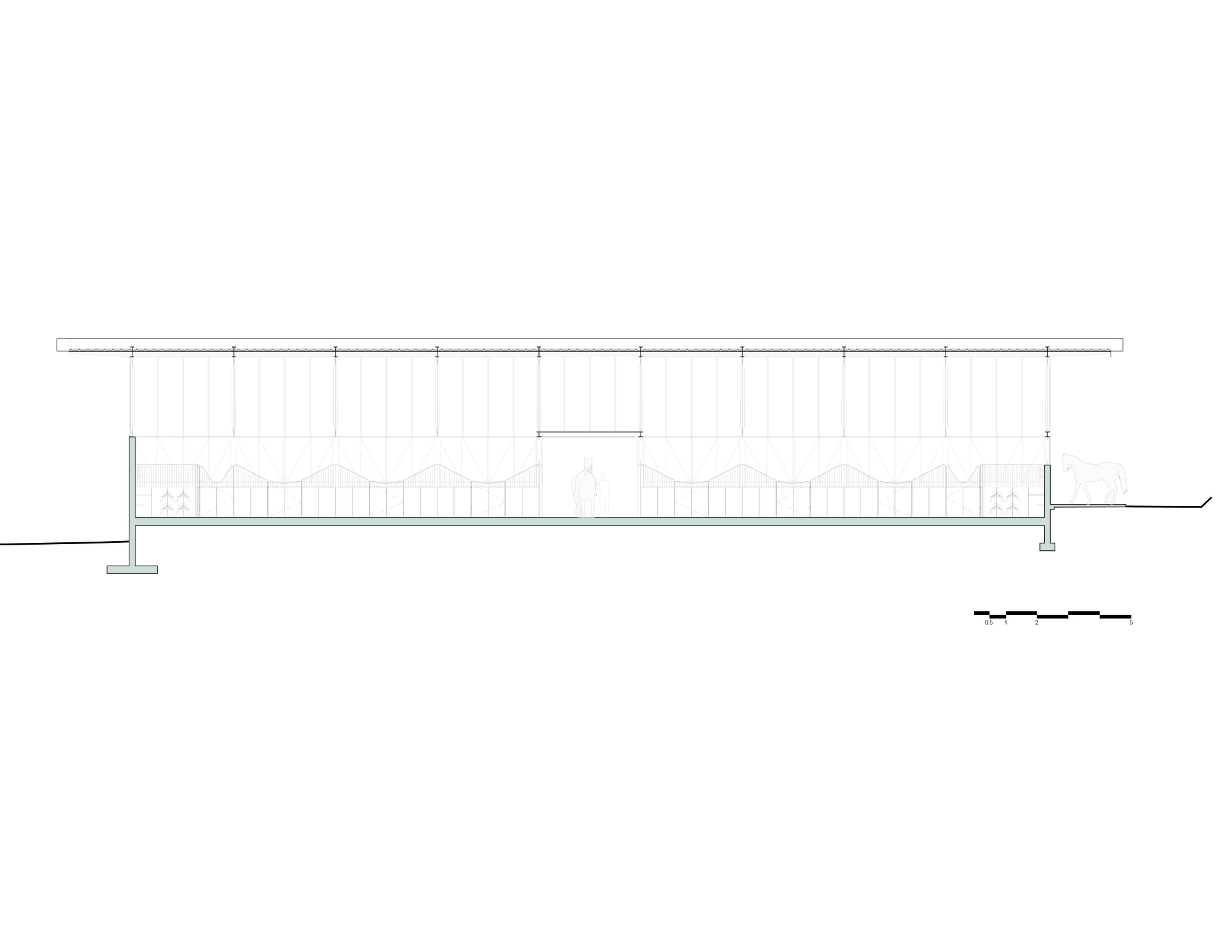 剖面圖 Section 聖拉蒙馬廄 Equestrian San Ramón Módica Ledezma 墨西哥州 Valle de Bravo 森林