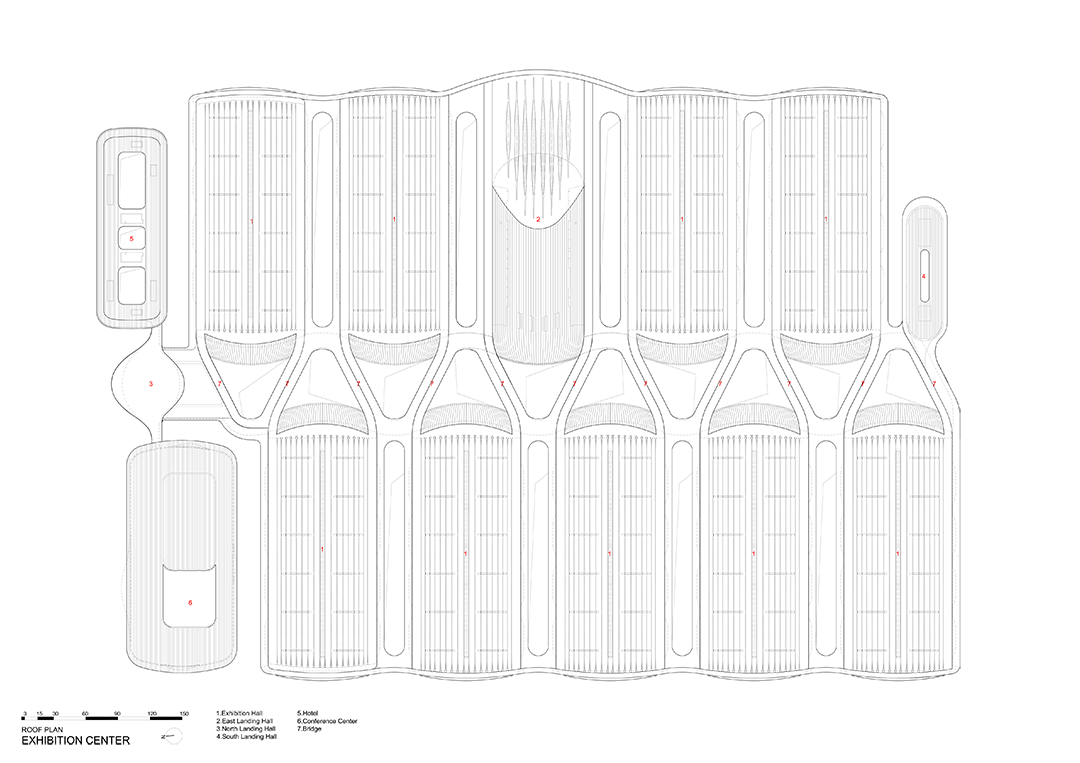 展覽中心屋頂平面圖 Plan  Zaha Hadid Architects 北京首都國際會展中心 Capital International Exhibition and Convention Centre