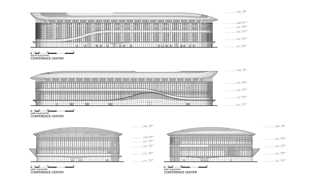 Zaha Hadid Architects 北京首都國際會展中心 Capital International Exhibition and Convention Centre 會議中心立面圖 Elevation 