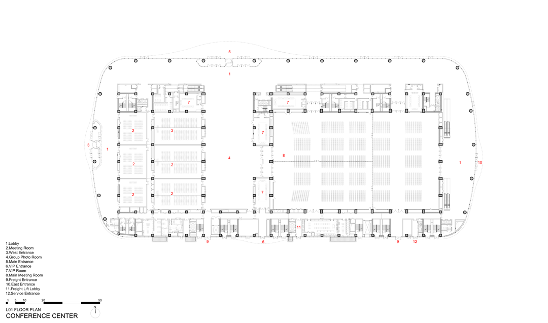 Zaha Hadid Architects 北京首都國際會展中心 Capital International Exhibition and Convention Centre 會議中心一層平面圖 Plan 