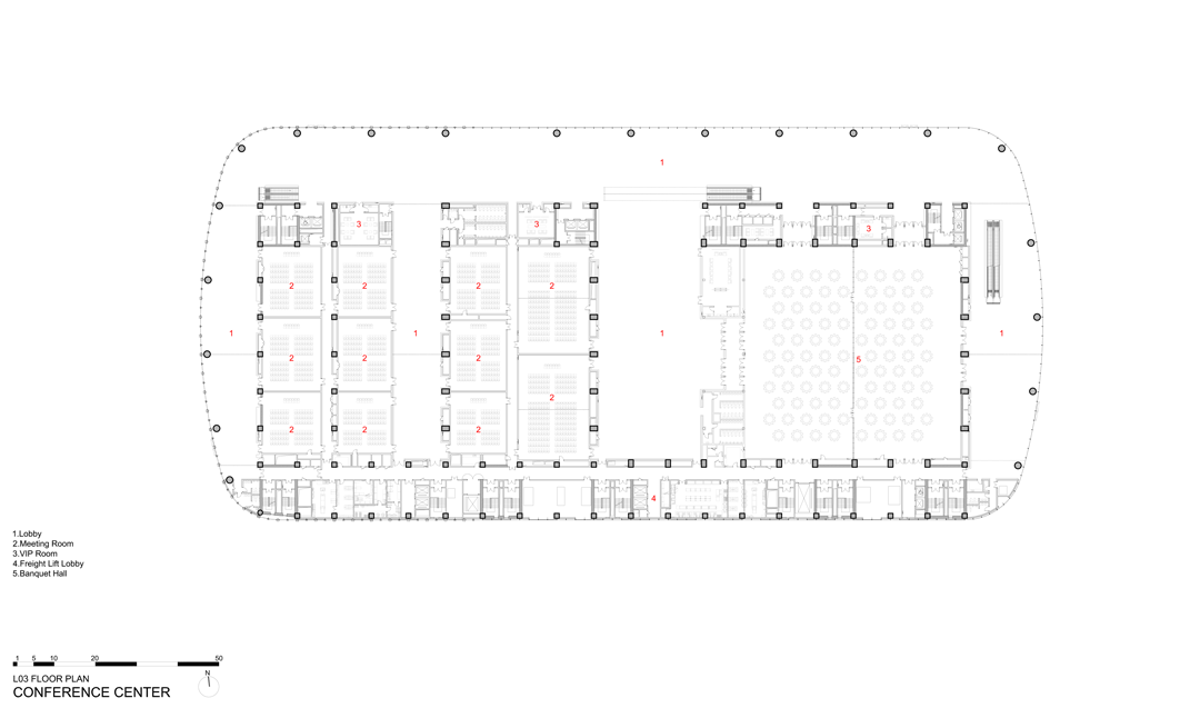 會議中心三層平面圖 Plan  Zaha Hadid Architects 北京首都國際會展中心 Capital International Exhibition and Convention Centre