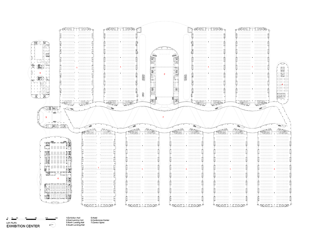展覽中心一層平面圖 Plan  Zaha Hadid Architects 北京首都國際會展中心 Capital International Exhibition and Convention Centre