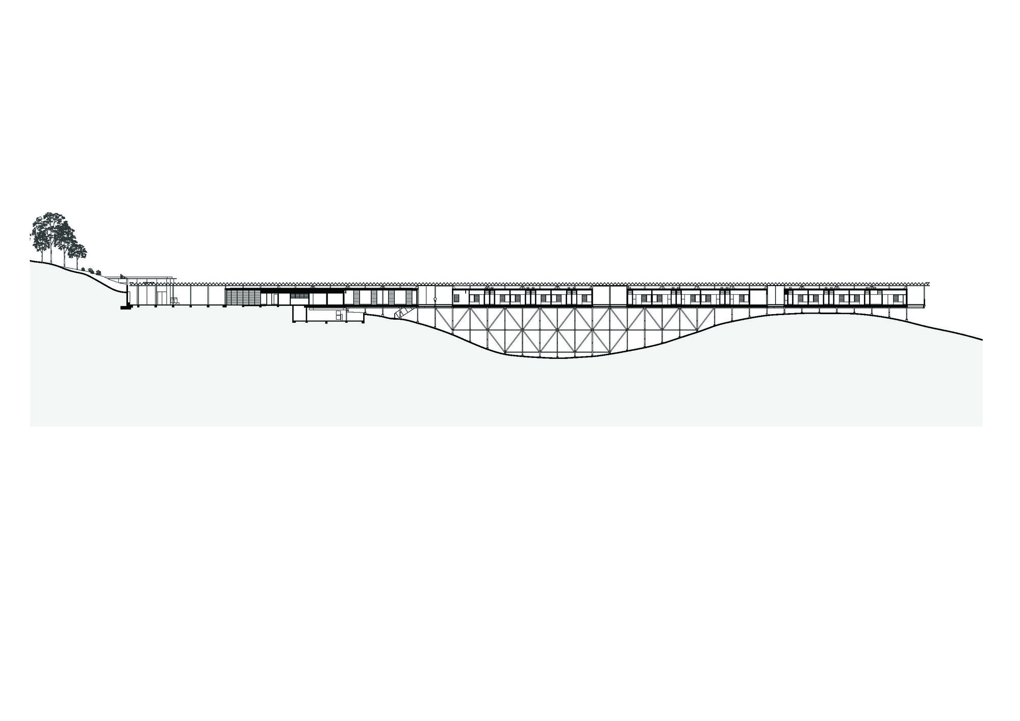 Kerstin Thompson Architects Australia Bundanon Art Museum 澳洲 Bundanon 藝術博物館與吊橋 剖面圖 Section