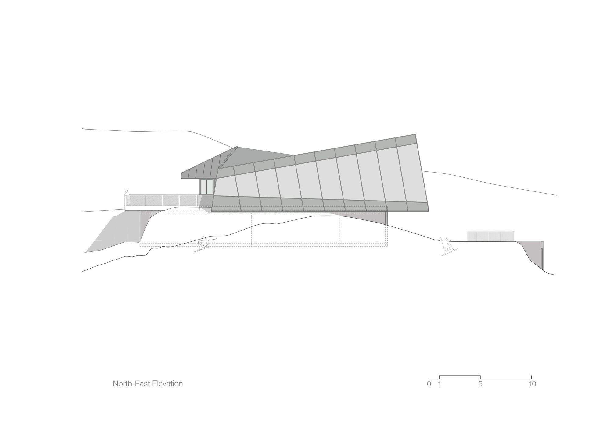 立面圖 Elevation 阿爾卑斯山餐廳 奧地利 Viereck Architects  Eagle Mountain Top Restaurant