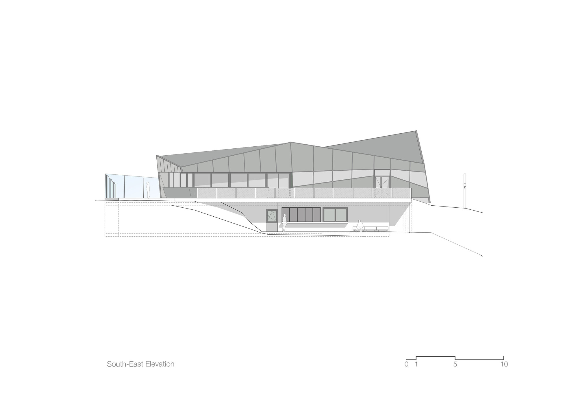 立面圖 Elevation 阿爾卑斯山餐廳 奧地利 Viereck Architects  Eagle Mountain Top Restaurant