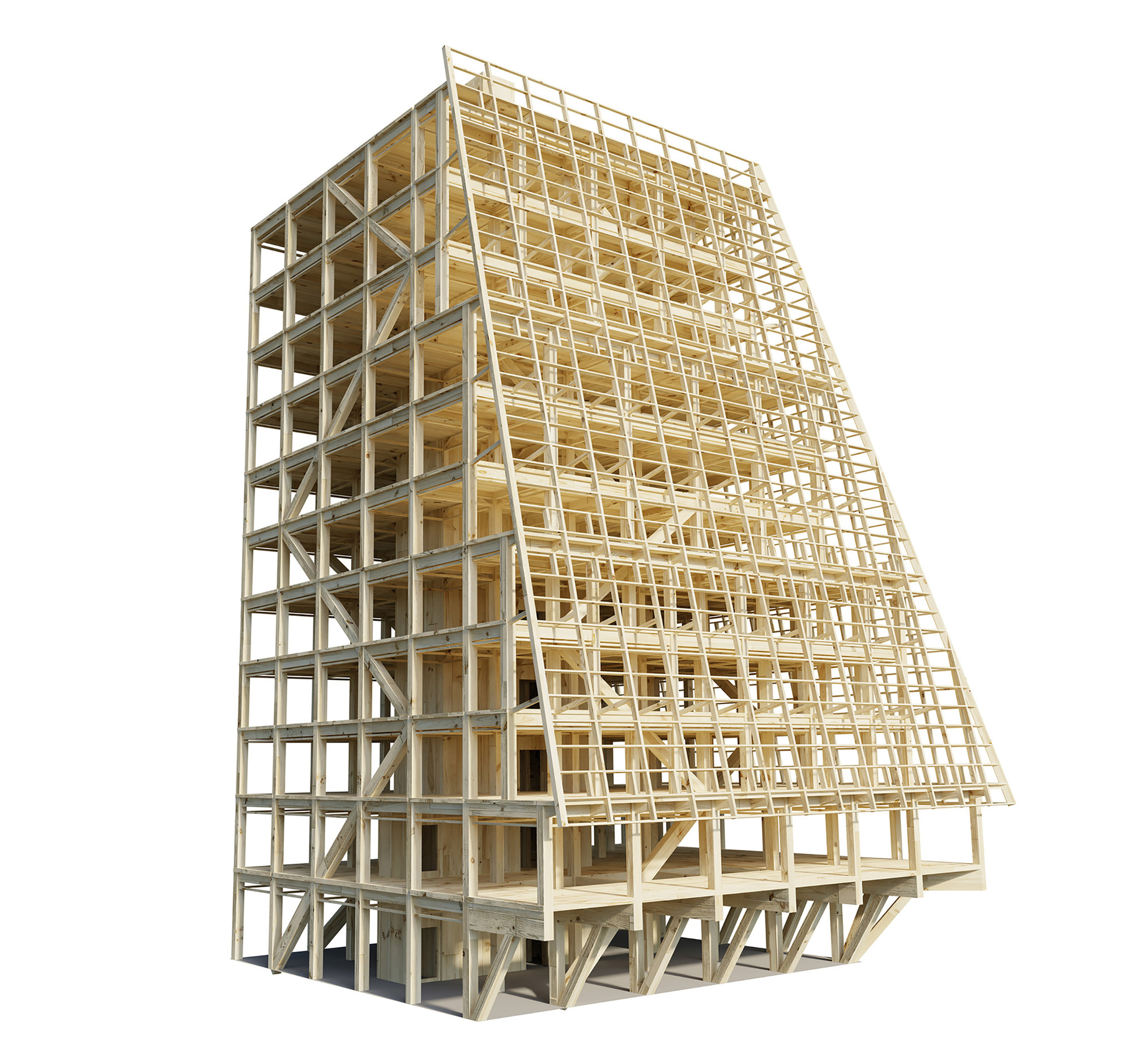 瑞典Malmö 馬爾摩 Fyrtornet 高層 辦公大樓 木構 Wingårdhs 建築模型
