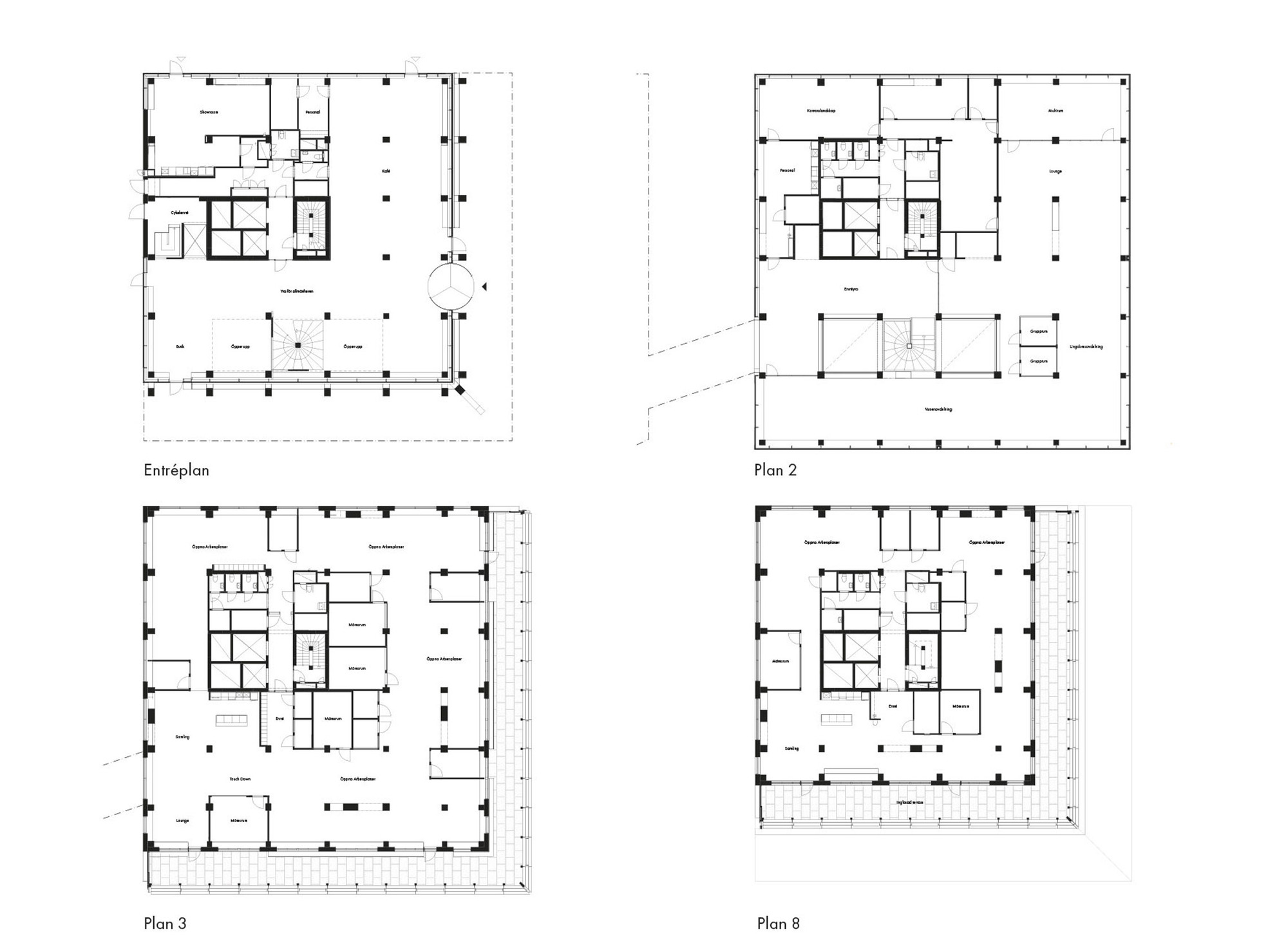 瑞典Malmö 馬爾摩 Fyrtornet 高層 辦公大樓 木構 Wingårdhs 平面圖 Plan