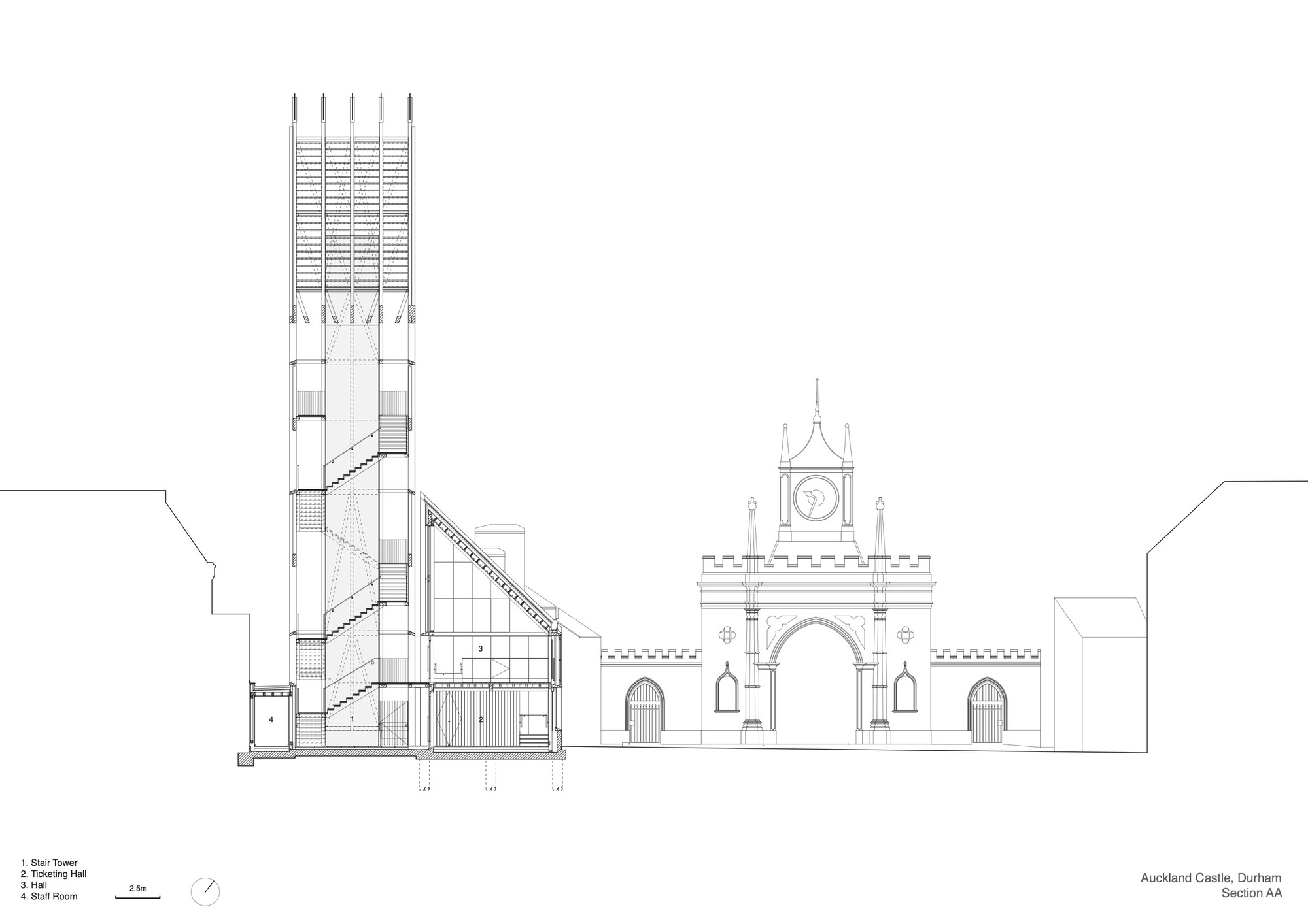 剖面圖 Section Niall McLaughlin Architects 英格蘭奧克蘭塔 Auckland Tower