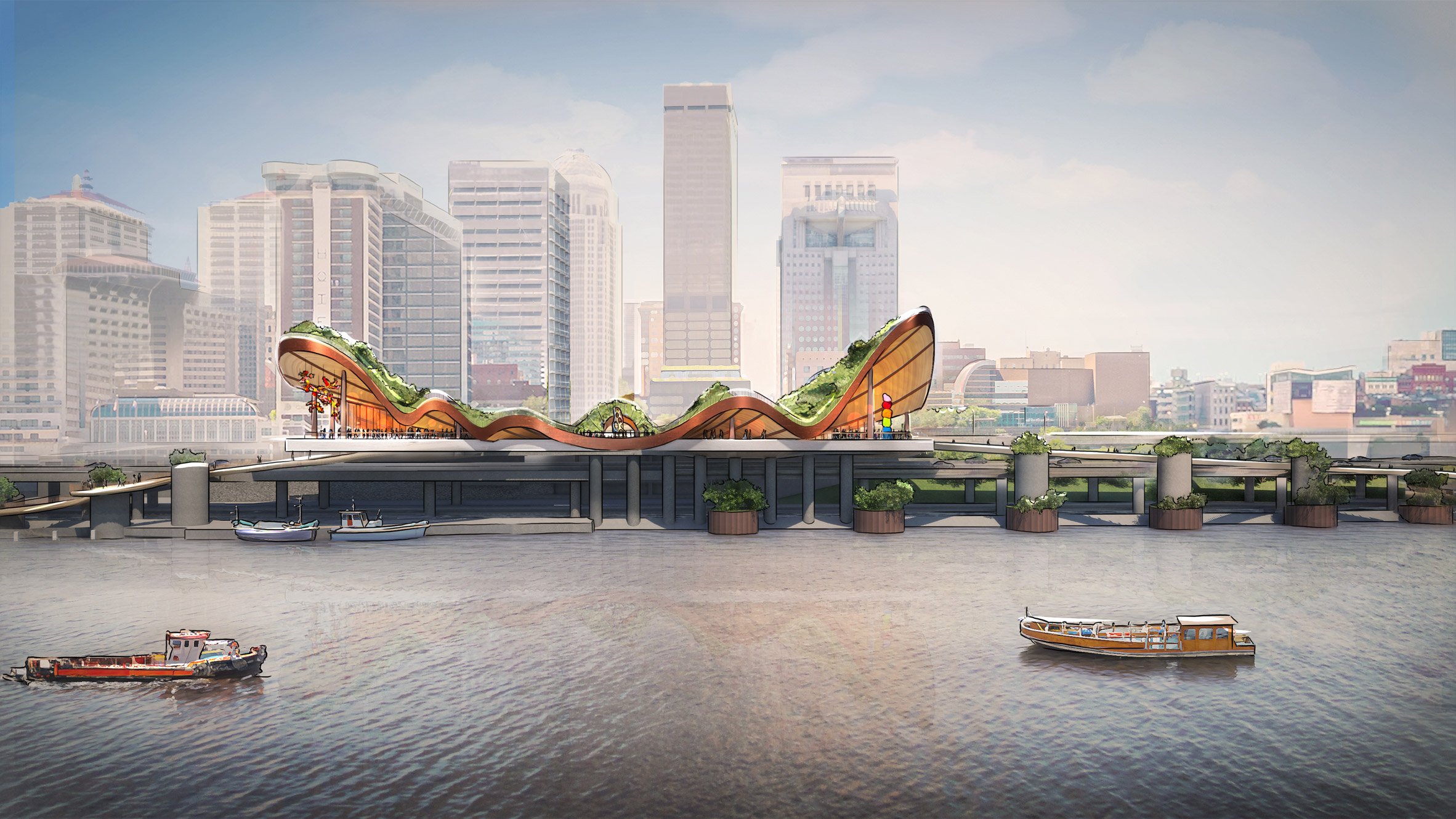 Heatherwick Studio riverfront park in Kentucky