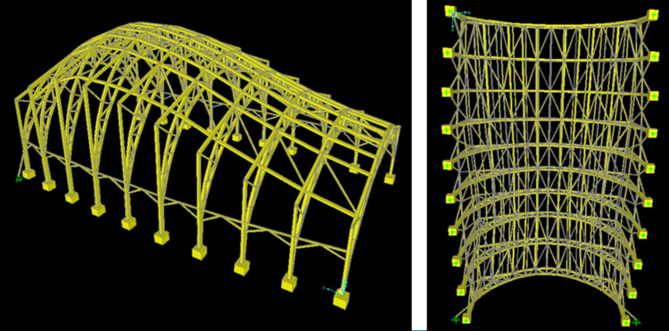 左：未加側撐結構／右：已加側撐結構　對比圖。圖片來源：Bamboo Engineers／艾斯特班·莫拉萊斯（Esteban Morales）