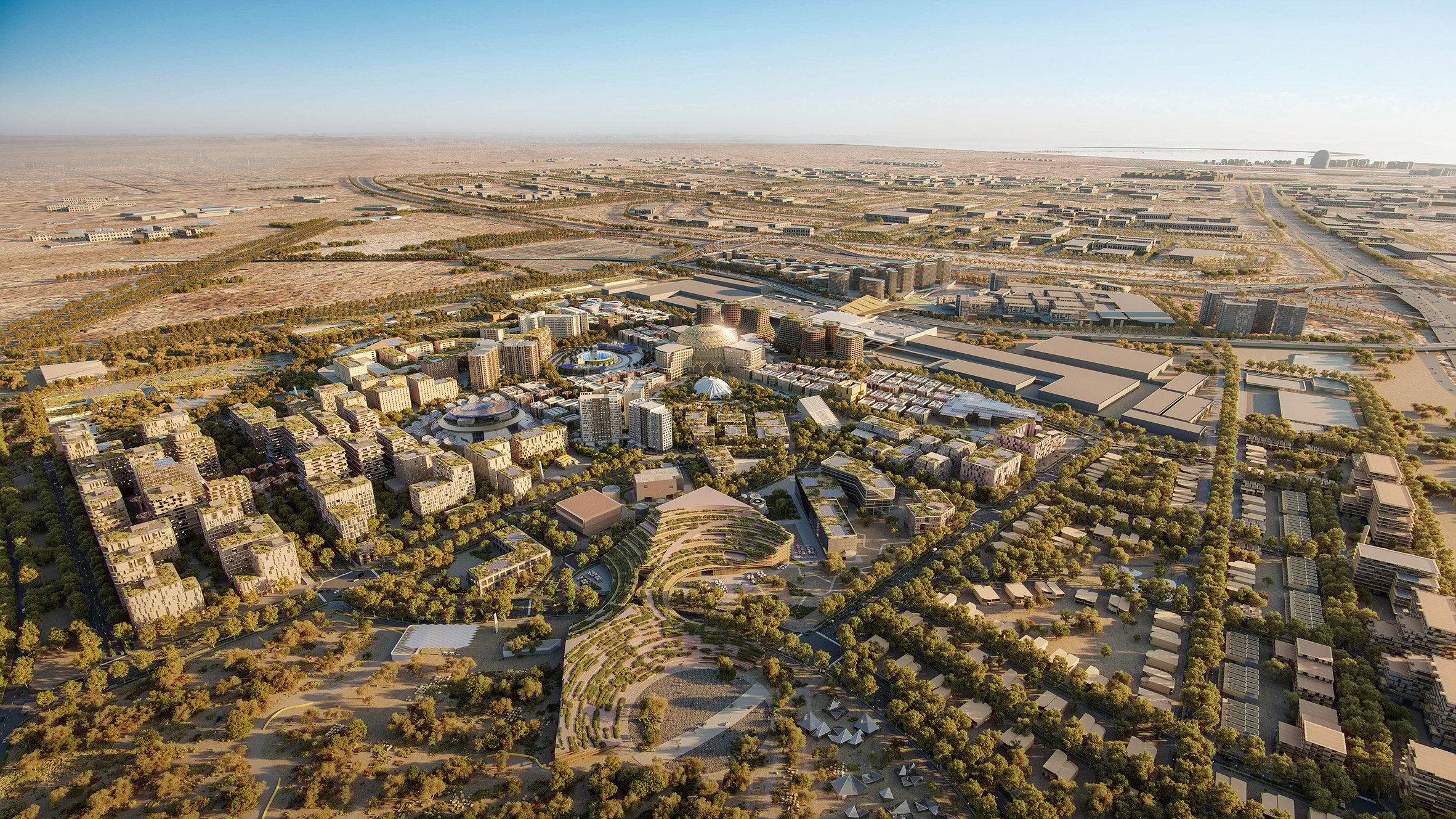 荷蘭建築師事務所 UNStudio 杜拜世博城 (Expo City Dubai) 總體規劃方案。選址於2020年杜拜世博會 (Expo 2020 Dubai) 盛大舉辦的原場地