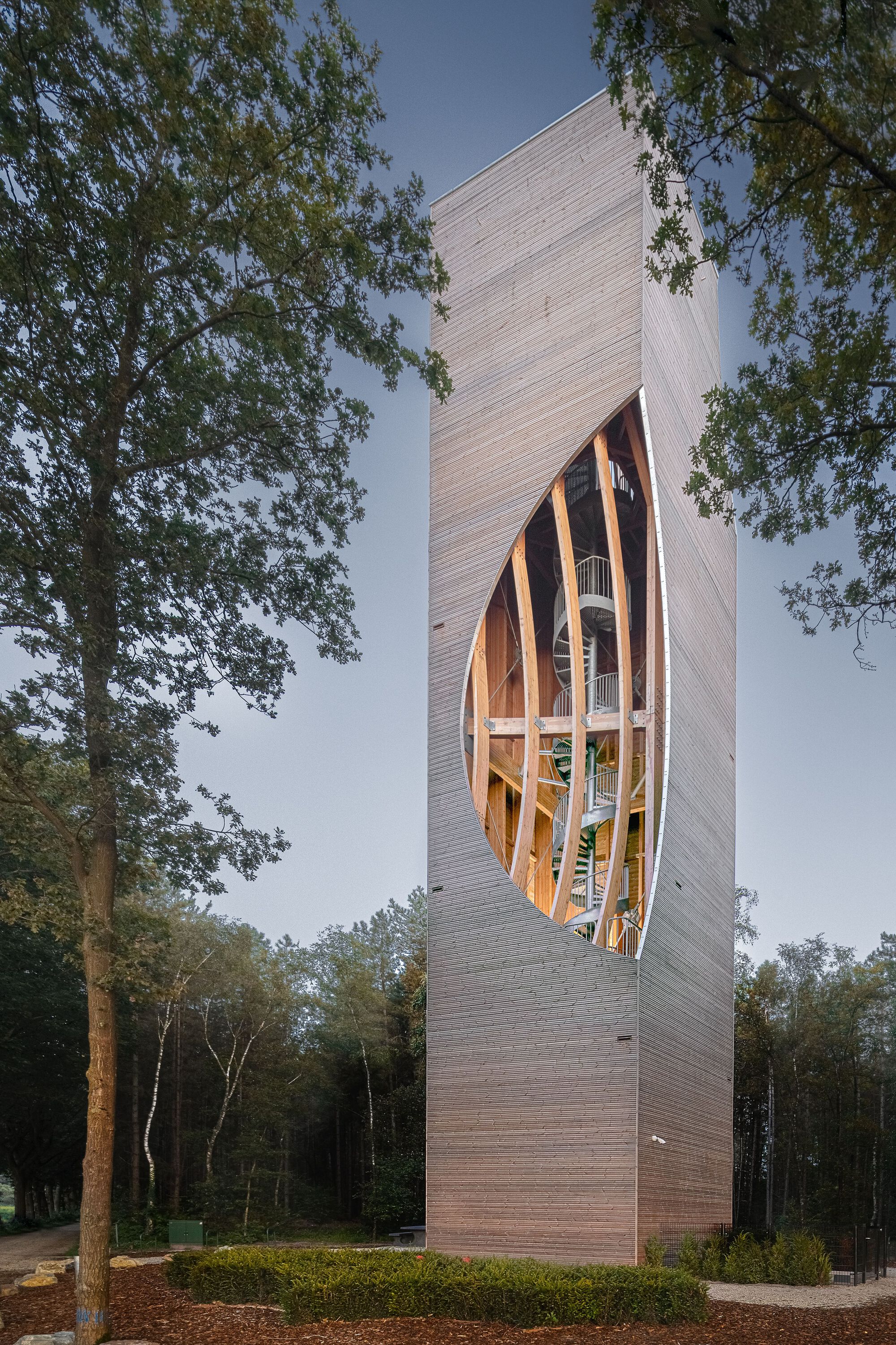 荷蘭建築師事務所NEXT architects 荷蘭北布拉邦省貝爾蓋克市（Bergeijk） 木造 Uitkijkpunt Einderheide 瞭望塔（Watchtower Einderheide）