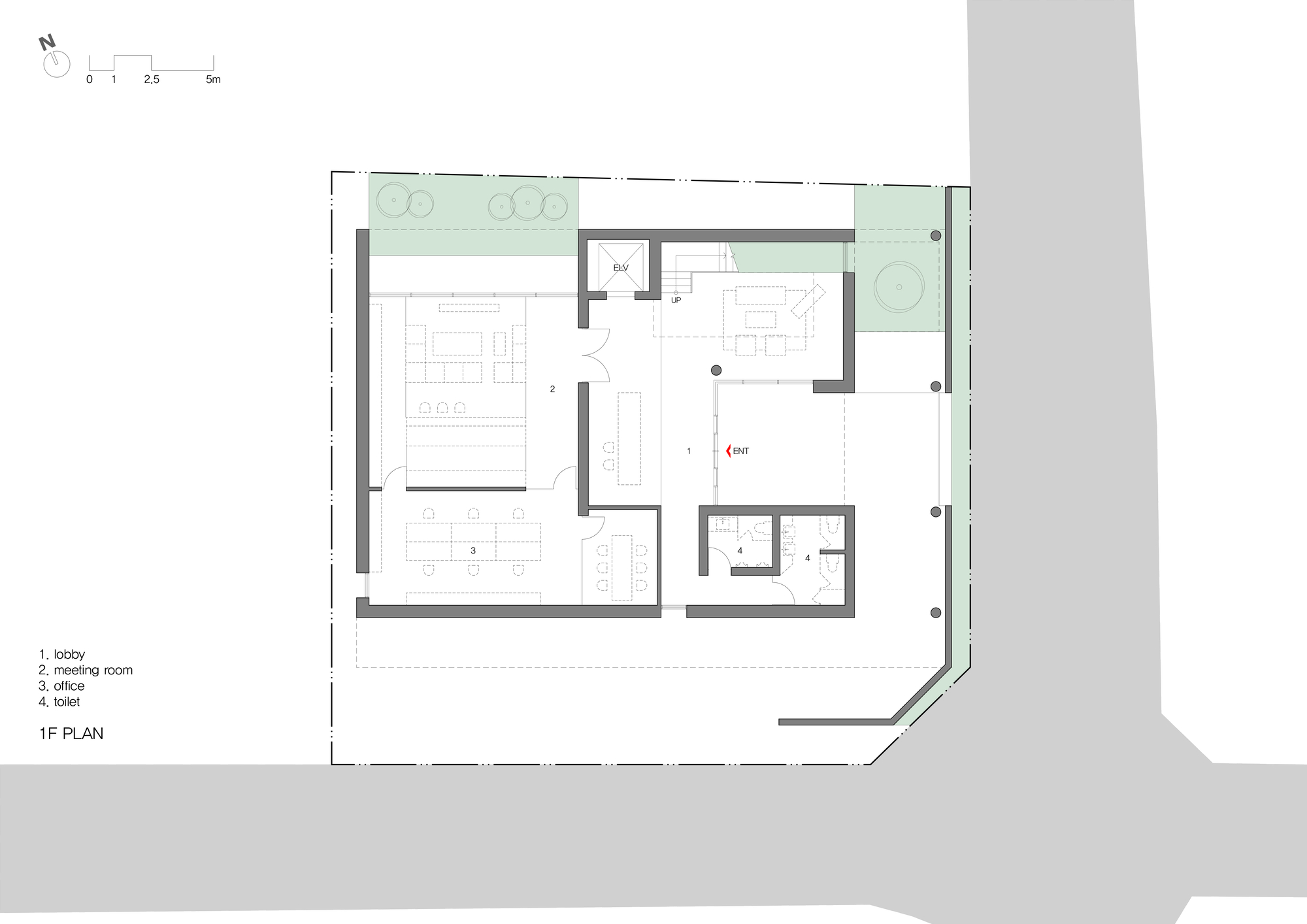 一層平面圖 1F Plan 韓國釜山松亭 (Songjeong, Busan, South Korea) Oztile Showroom 展示間室內設計